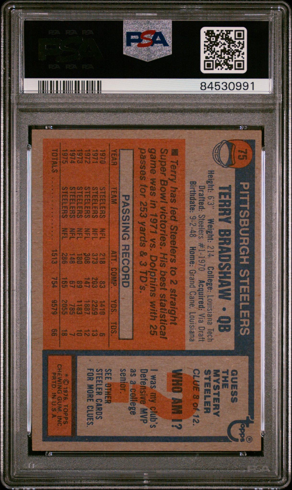 1976 Topps Terry Bradshaw #75 PSA 6