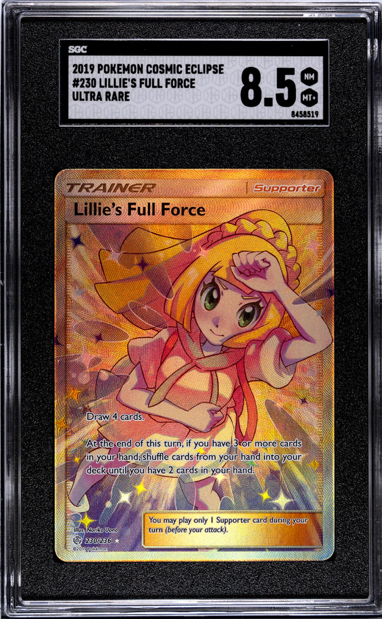 2019 Pokemon Cosmic Eclipse #230 Lillie's Full Force Ultra Rare /236 SGC 8.5