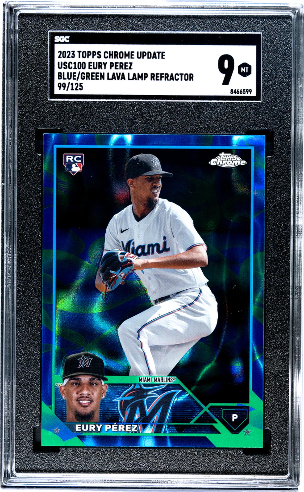 2023 Topps Chrome Update #USC100 Eury Pérez Blue/Green Rookie /125 SGC 9