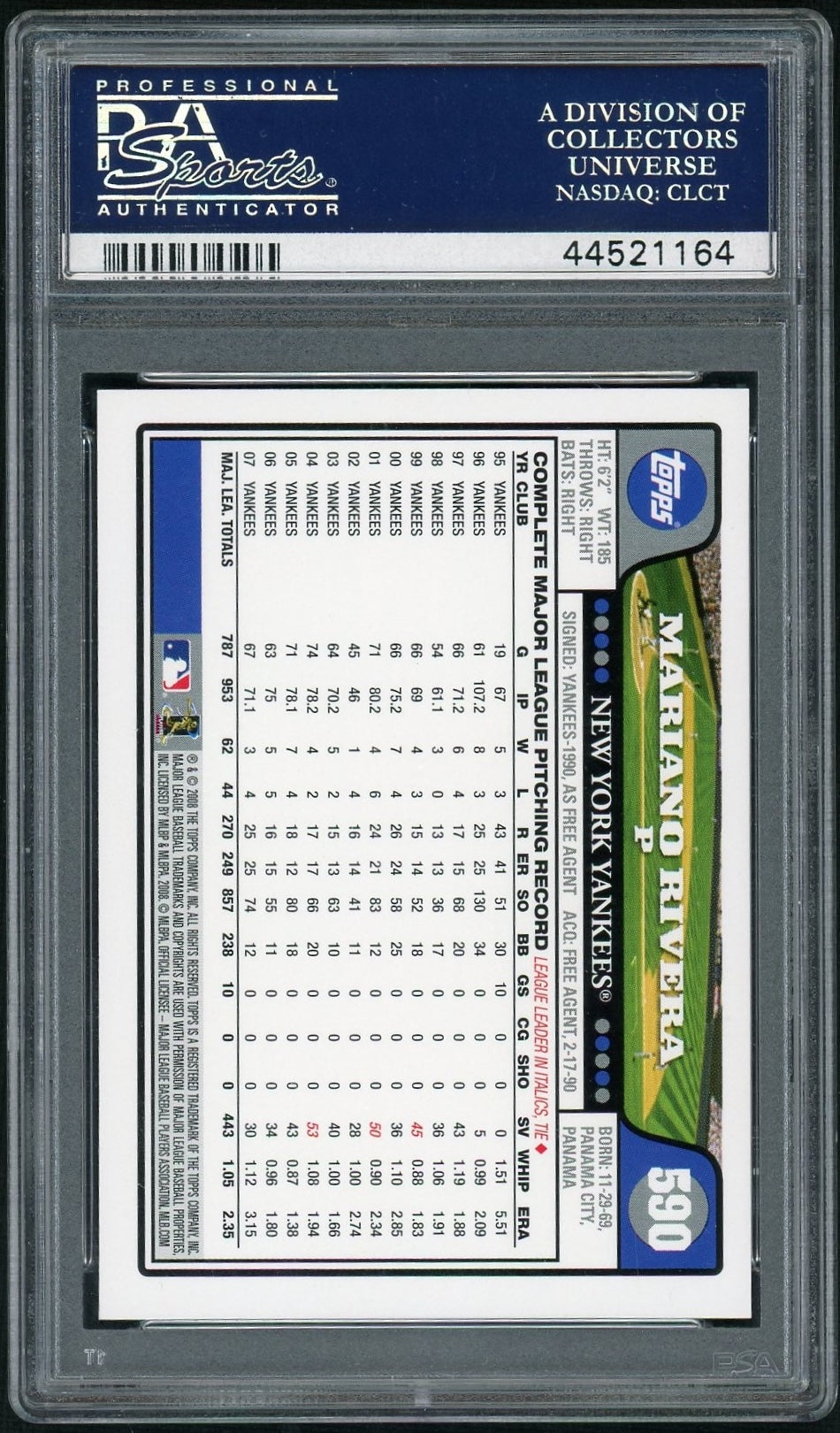 2008 Topps Mariano Rivera #590 PSA 10