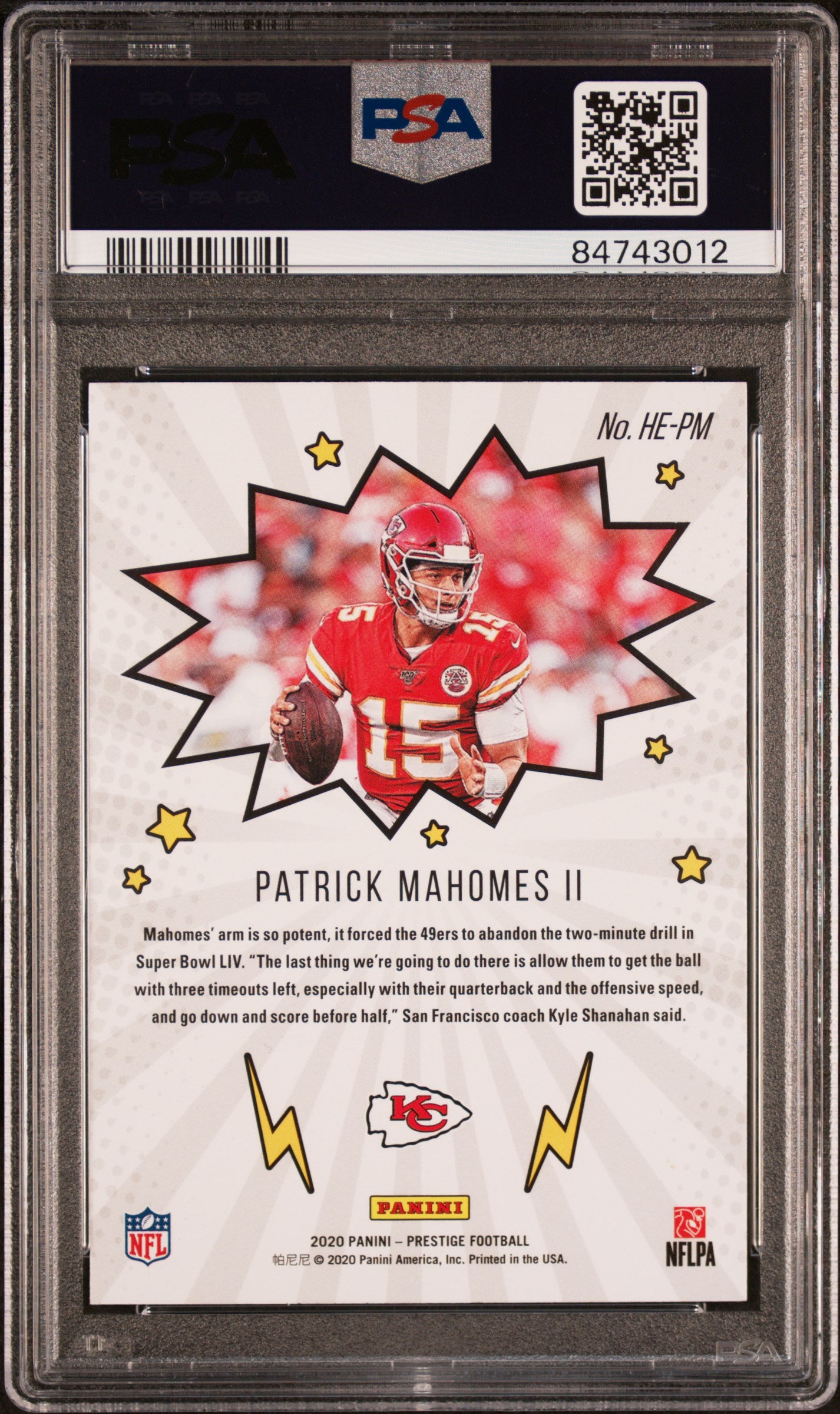 2020 Panini Prestige Heroes Patrick Mahomes II #HE-PM PSA 9
