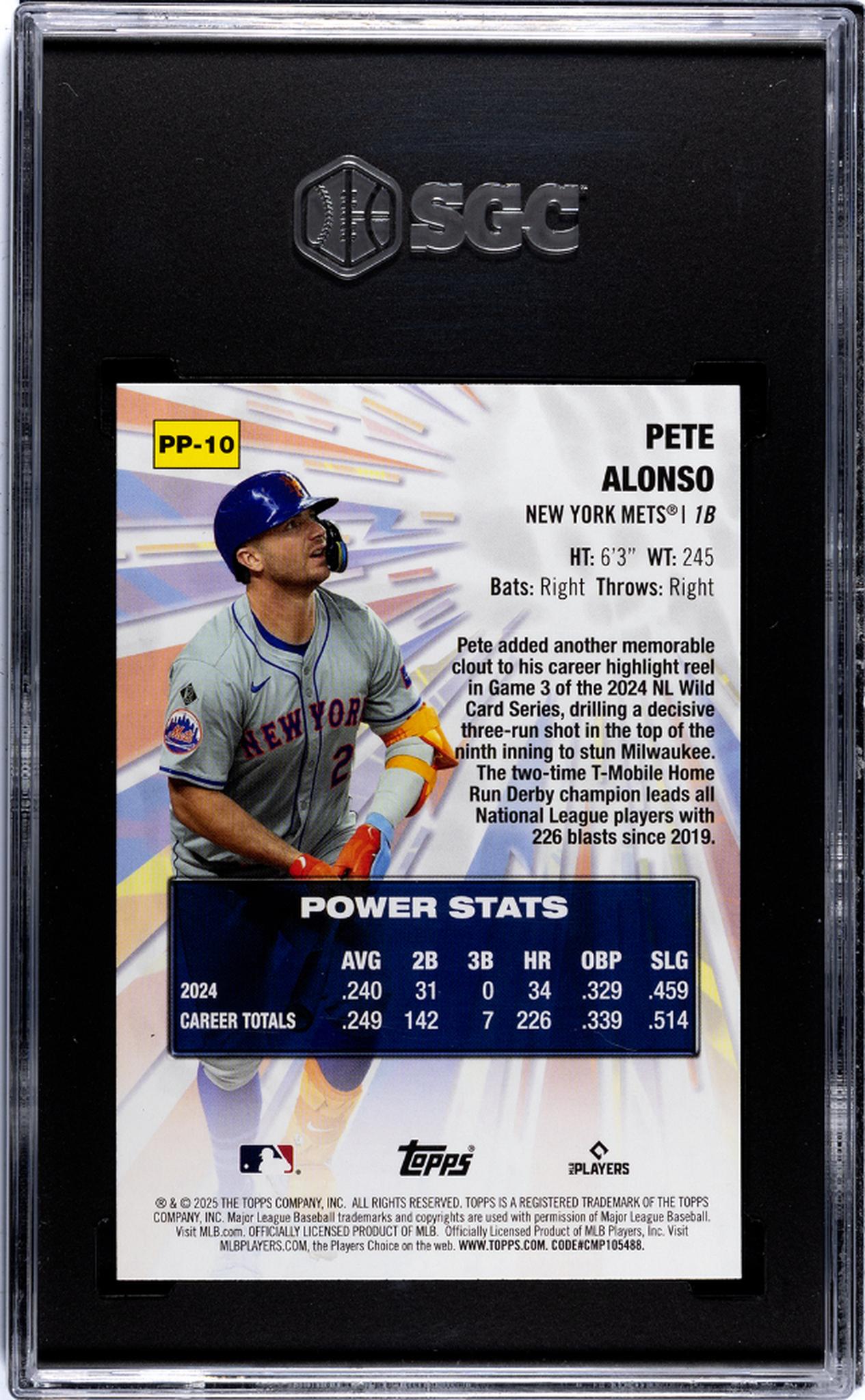 2025 Topps Celebration #PP-10 Pete Alonso Power Players SGC 10