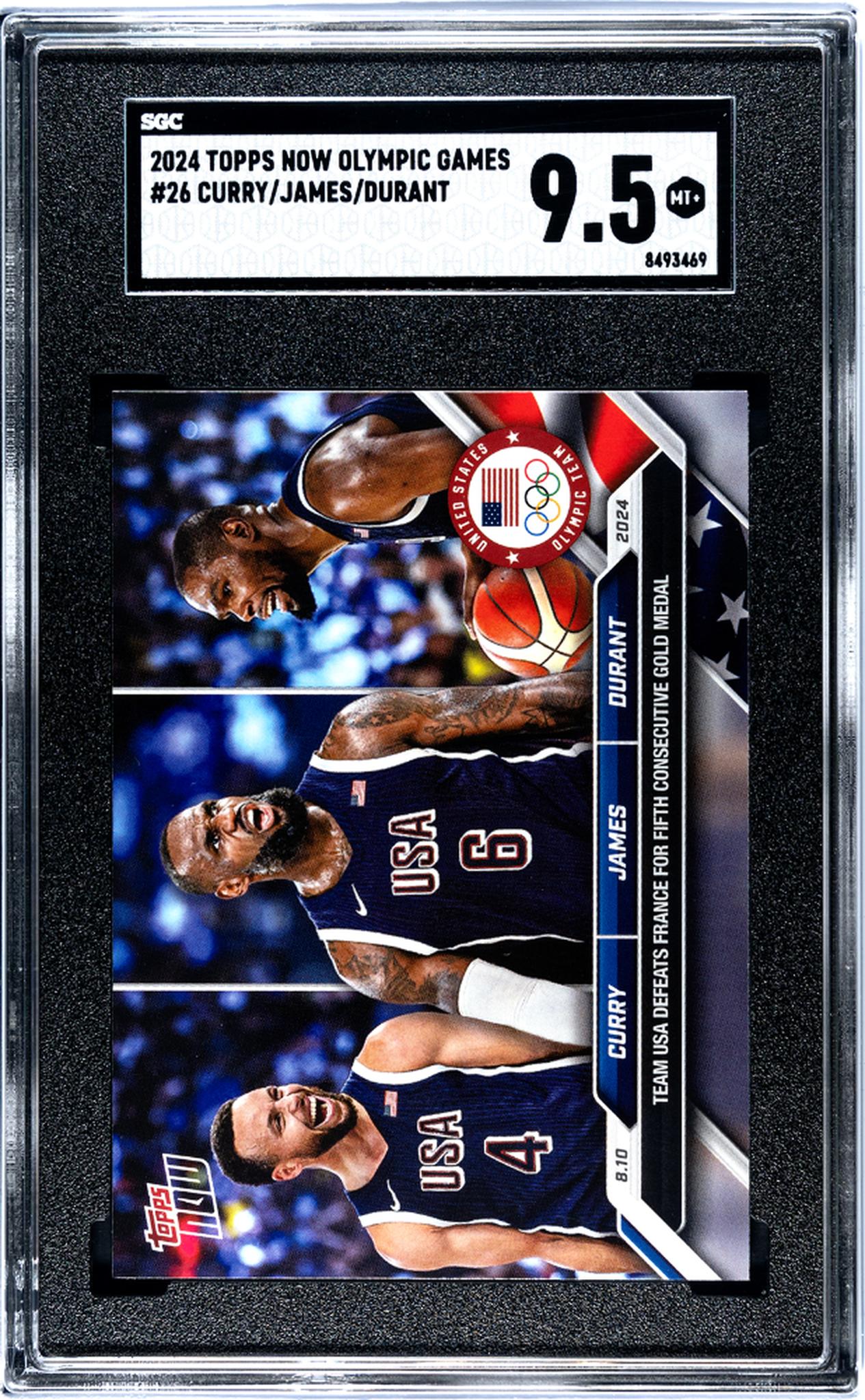 2024 Topps Now Olympic Games Stephen Curry LeBron James Kevin Durant #26 SGC 9.5