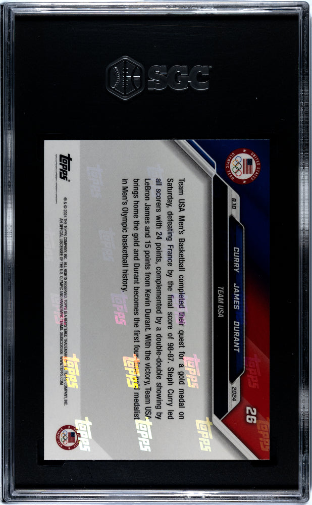 2024 Topps Now Olympic Games Stephen Curry LeBron James Kevin Durant #26 SGC 9.5