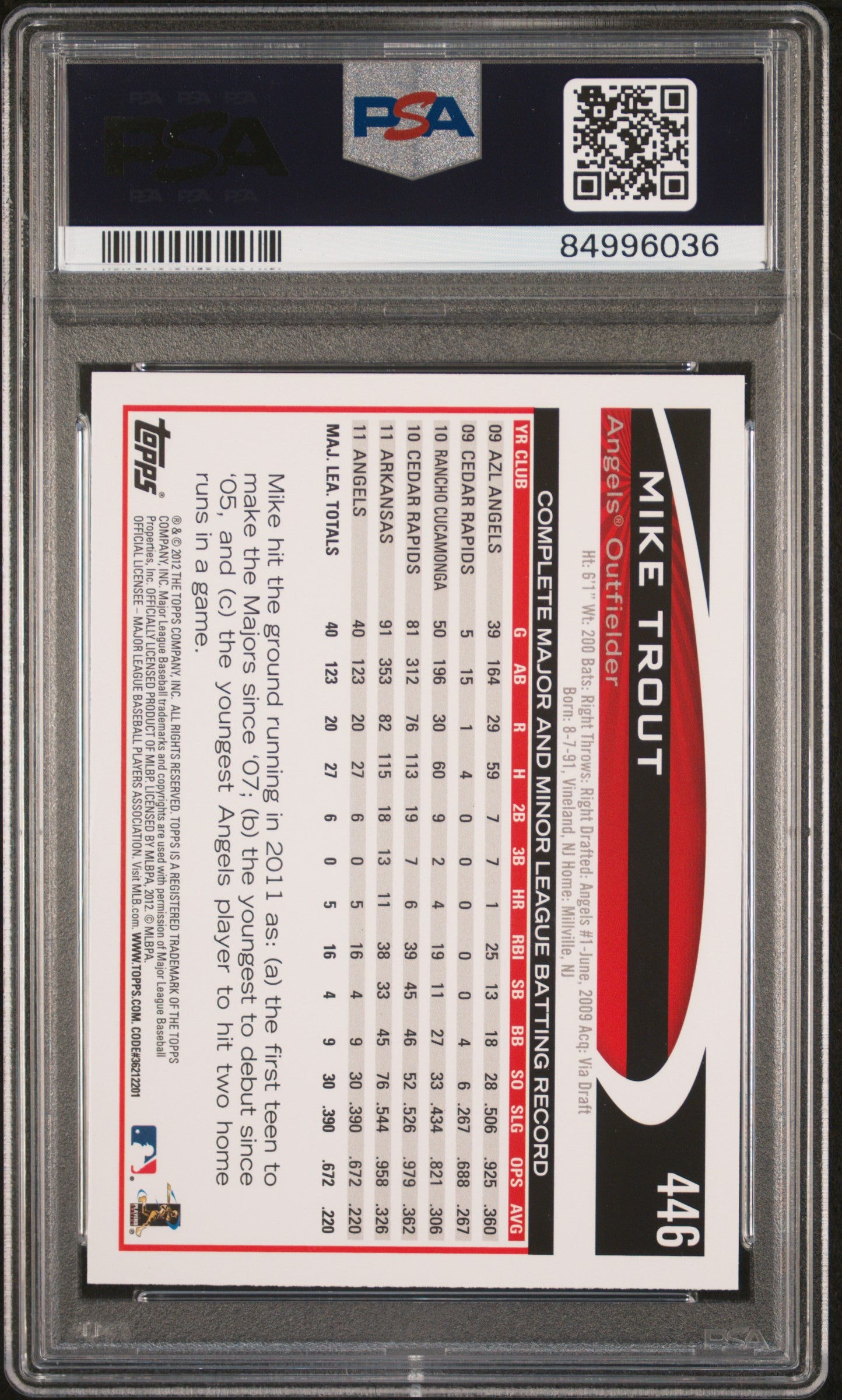 2012 Topps #446 Mike Trout PSA 10