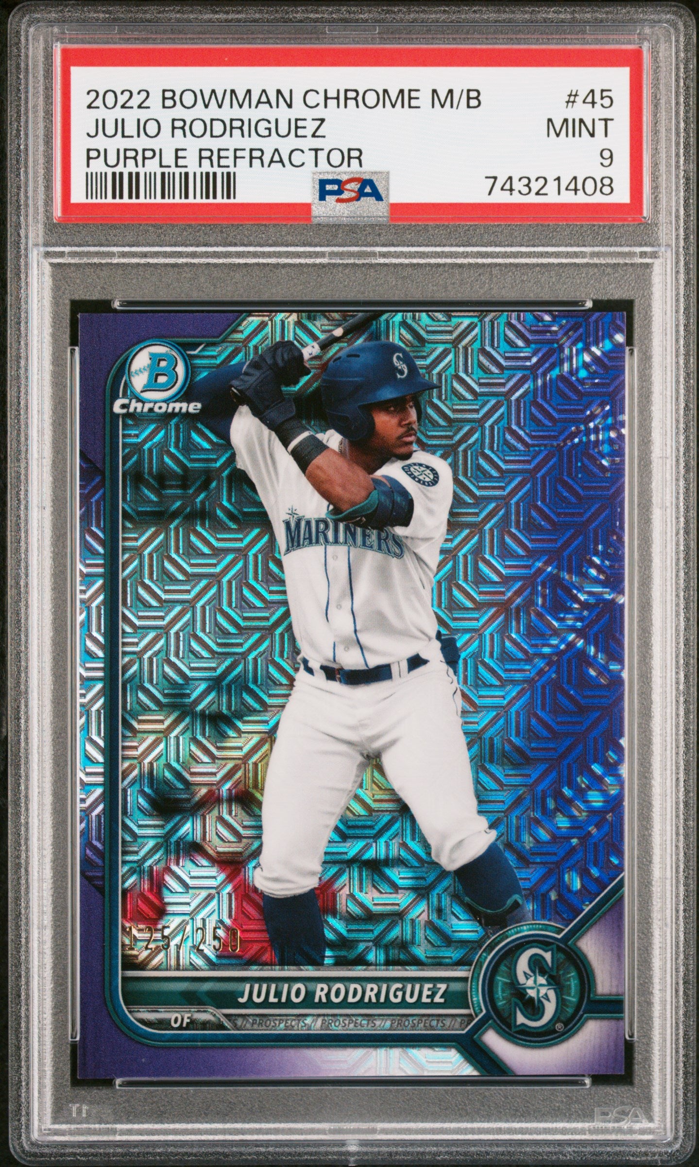 2022 Bowman Chrome Mega Box Purple Refractor Julio Rodriguez /250 PSA 9