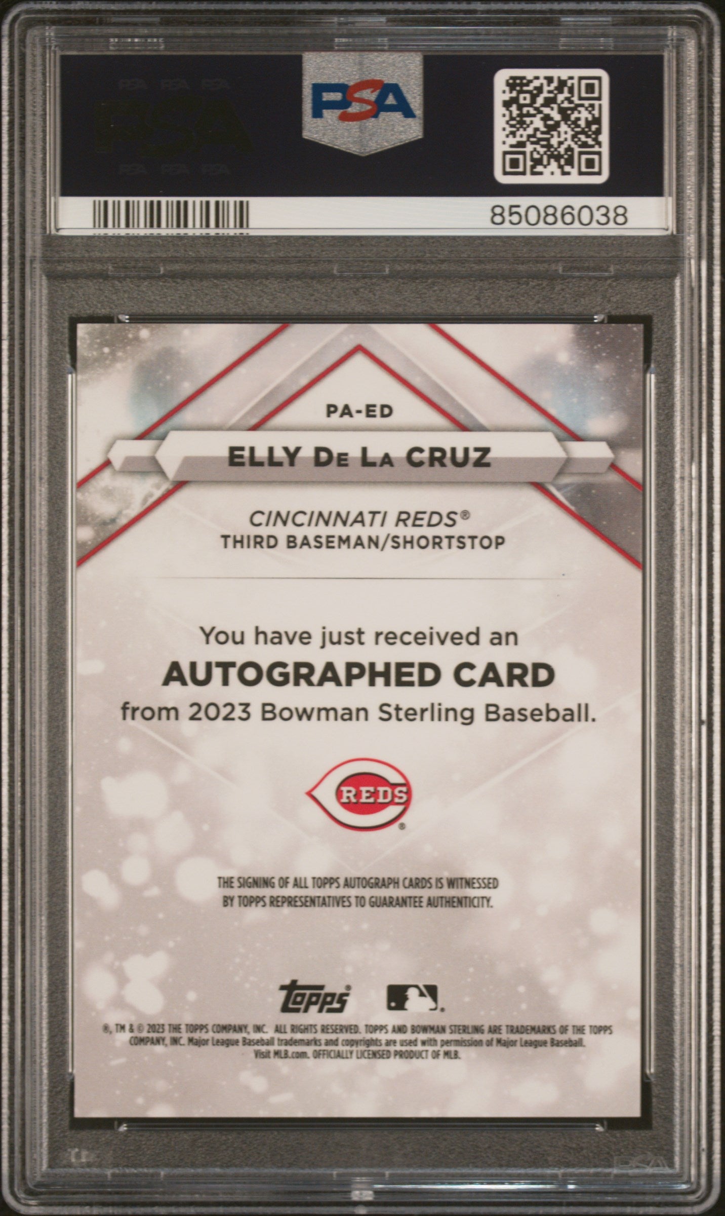 2023 Bowman Sterling Prospect Autographs #PAED Elly De La Cruz PSA 10