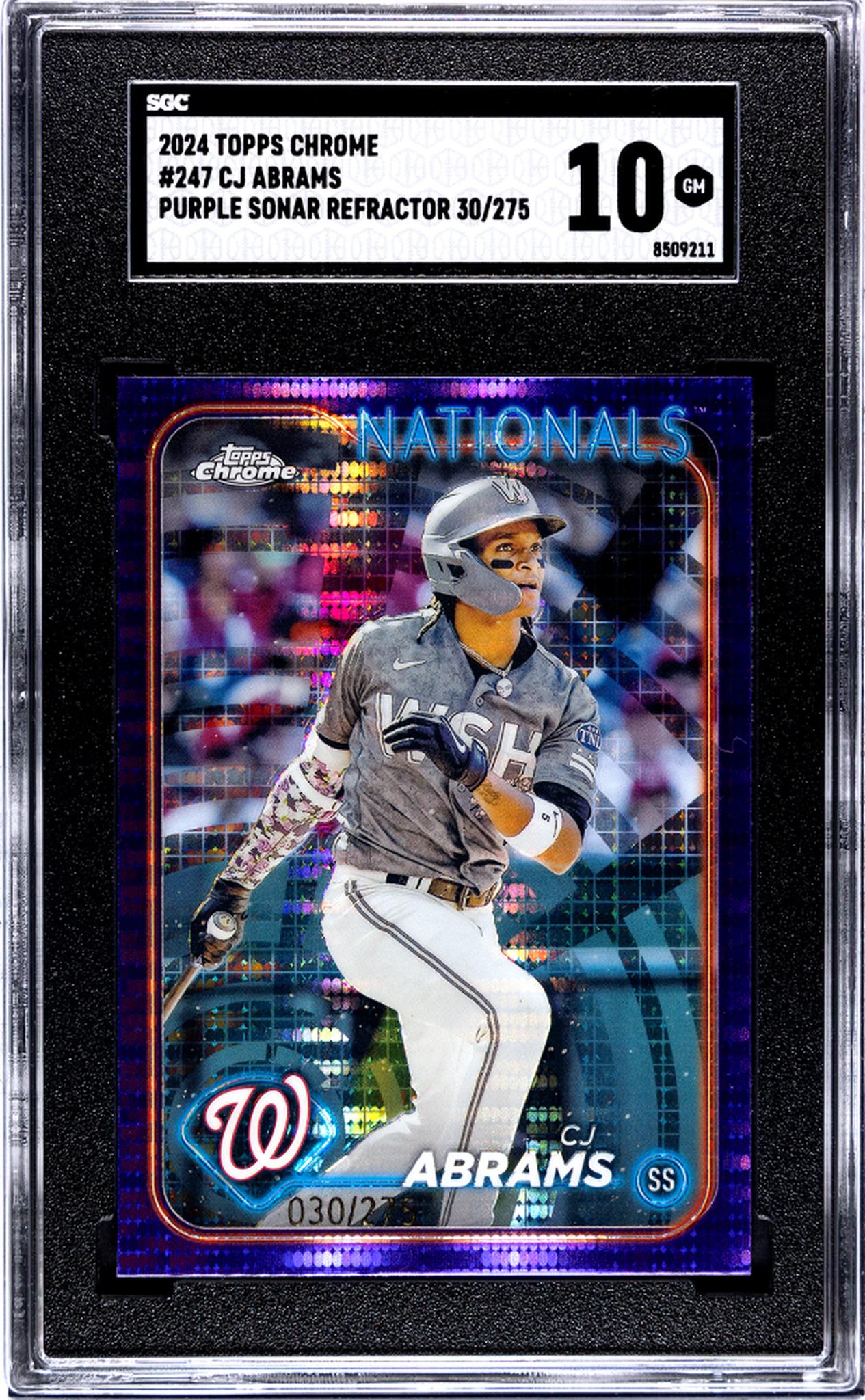 2024 Topps Chrome #247 Cj Abrams Purple Sonar Ref. 30/275 SGC 10