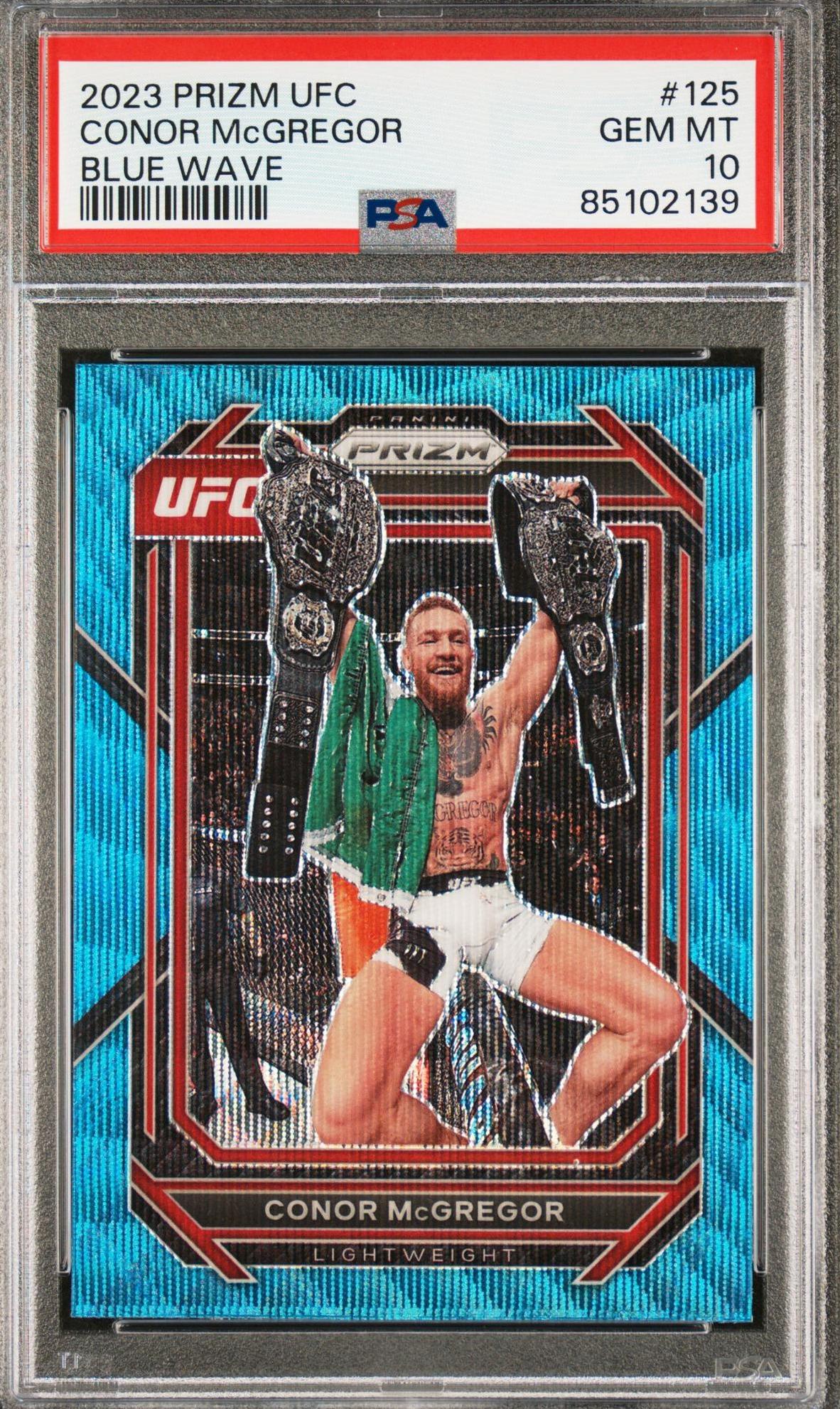 2023 Panini Prizm Blue Wave Conor McGregor #125 PSA 10