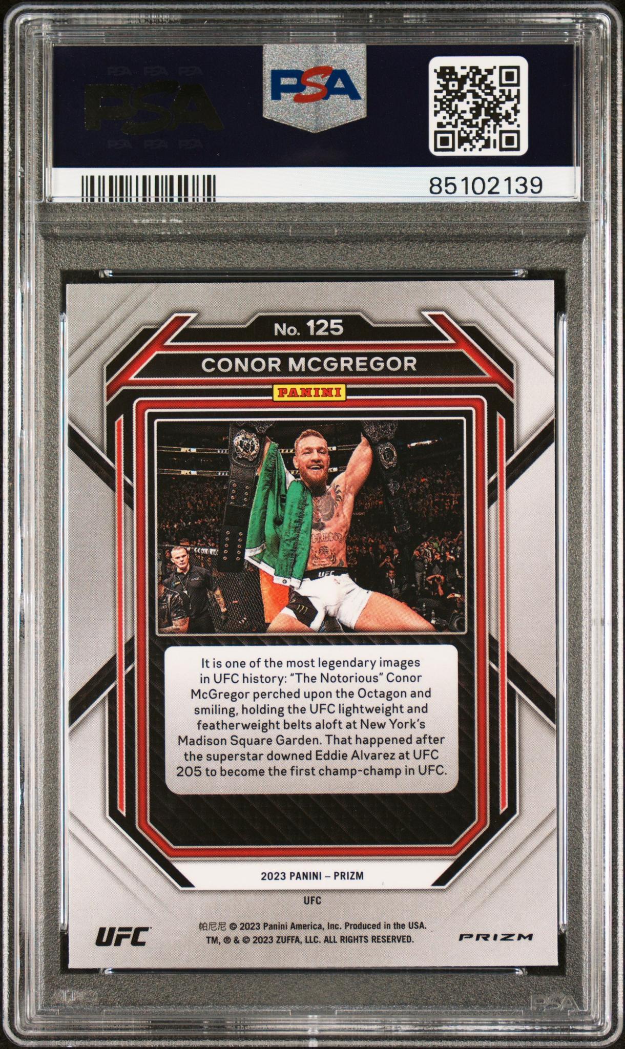 2023 Panini Prizm Blue Wave Conor McGregor #125 PSA 10
