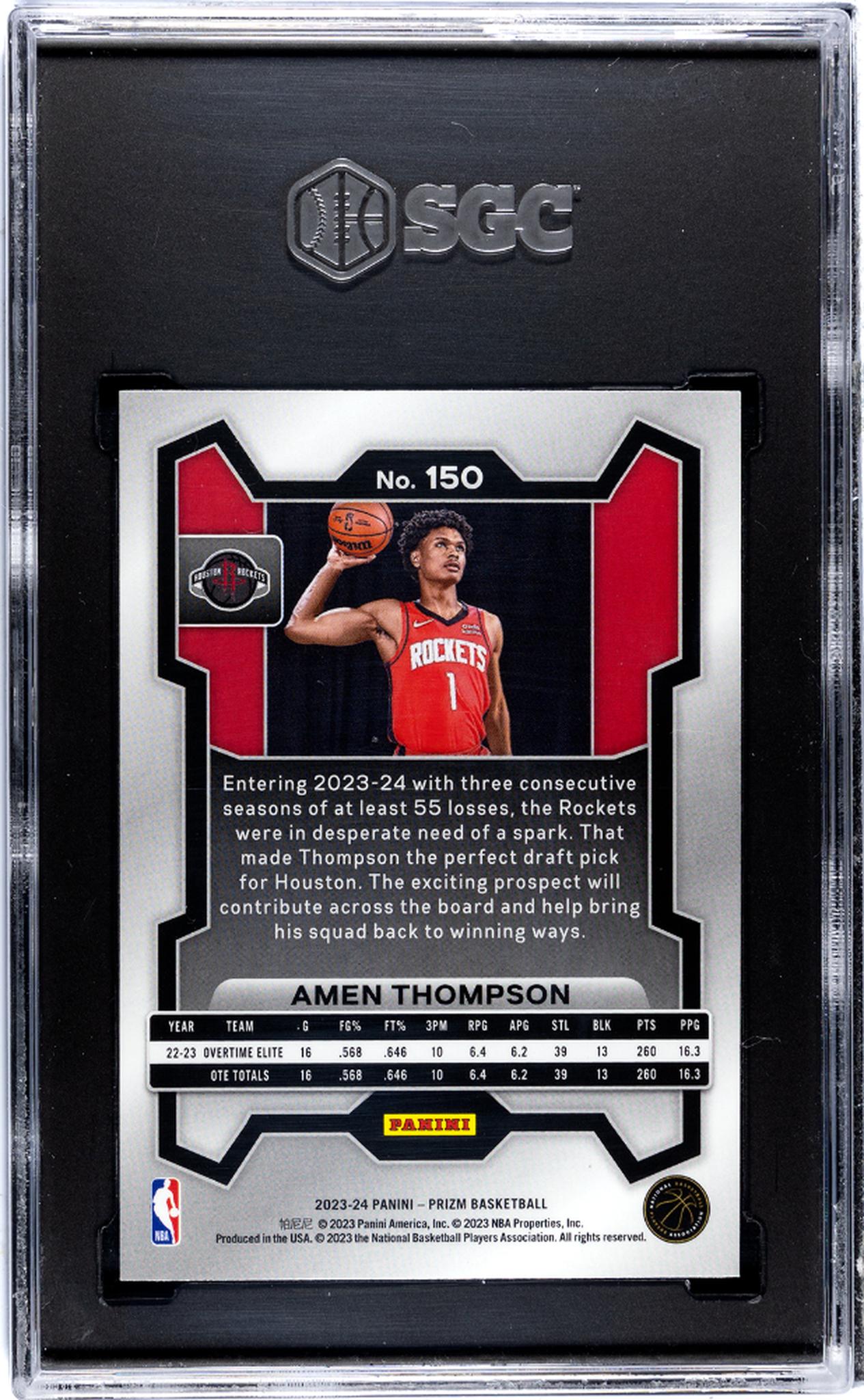 2023-24 Panini Prizm Amen Thompson #150 RC SGC 10
