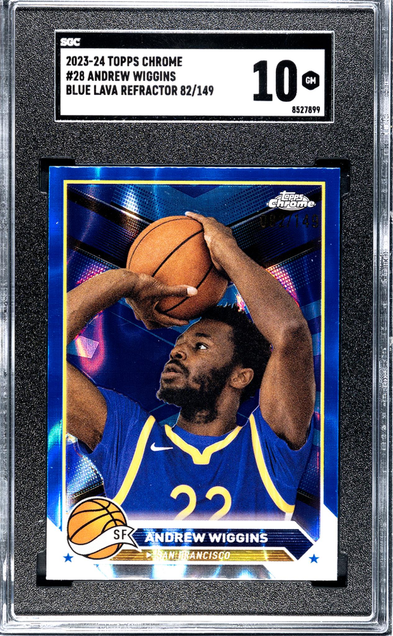 2023-24 Topps Chrome #28 Andrew Wiggins Blue Lava Ref. 82/149 SGC 10