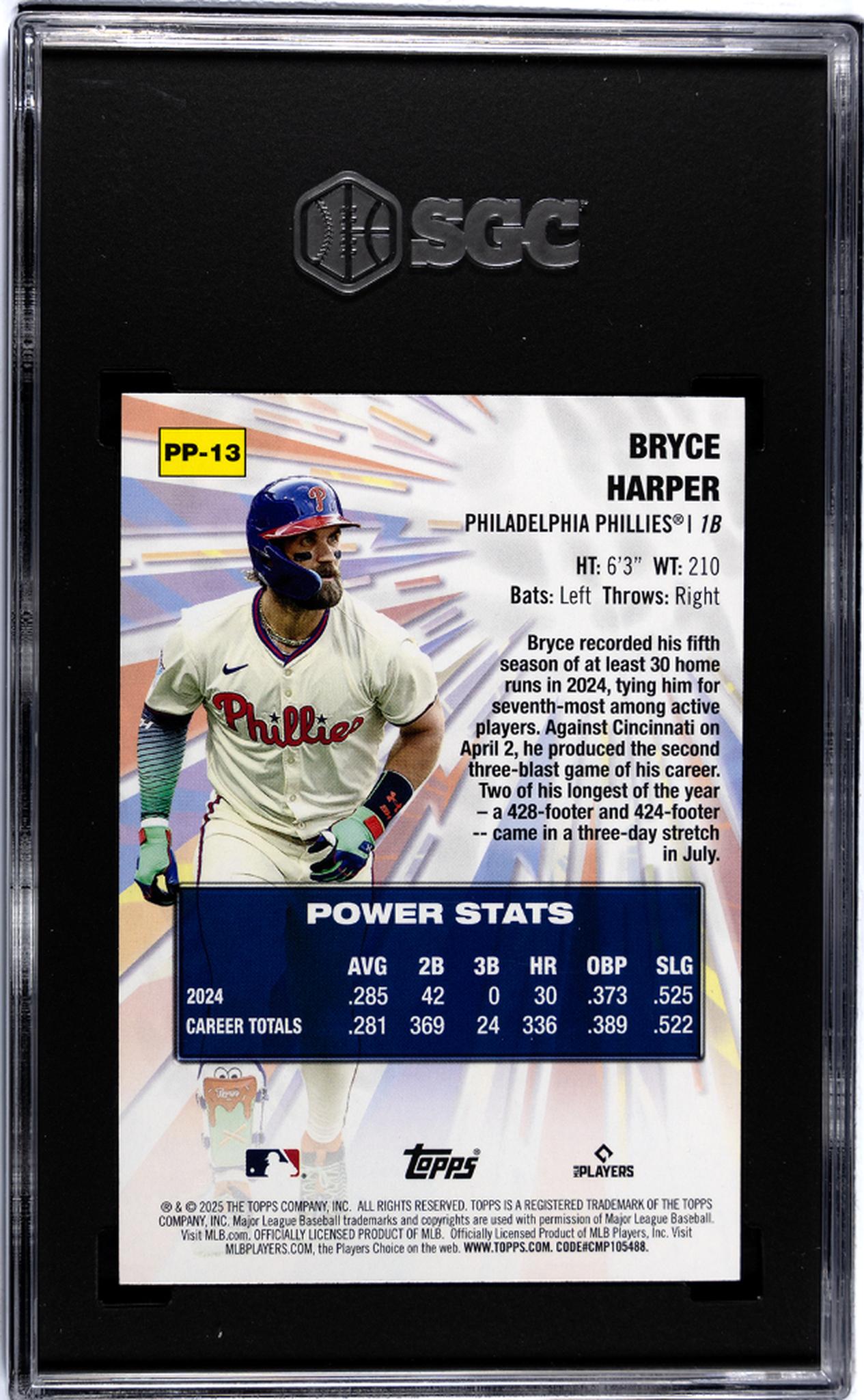 2025 Topps Celebration #PP-13 Bryce Harper Power Players SGC 9.5