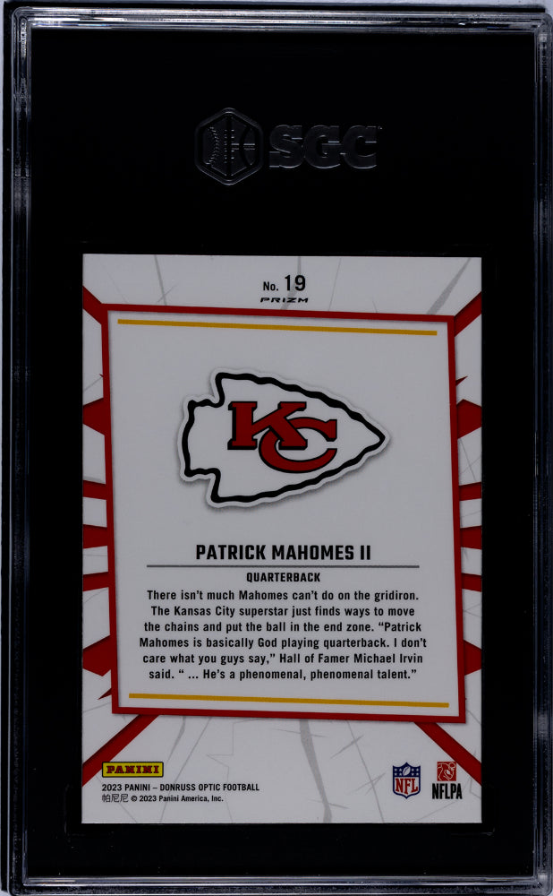 2023 Donruss Optic #19 Patrick Mahomes II My House SGC 10