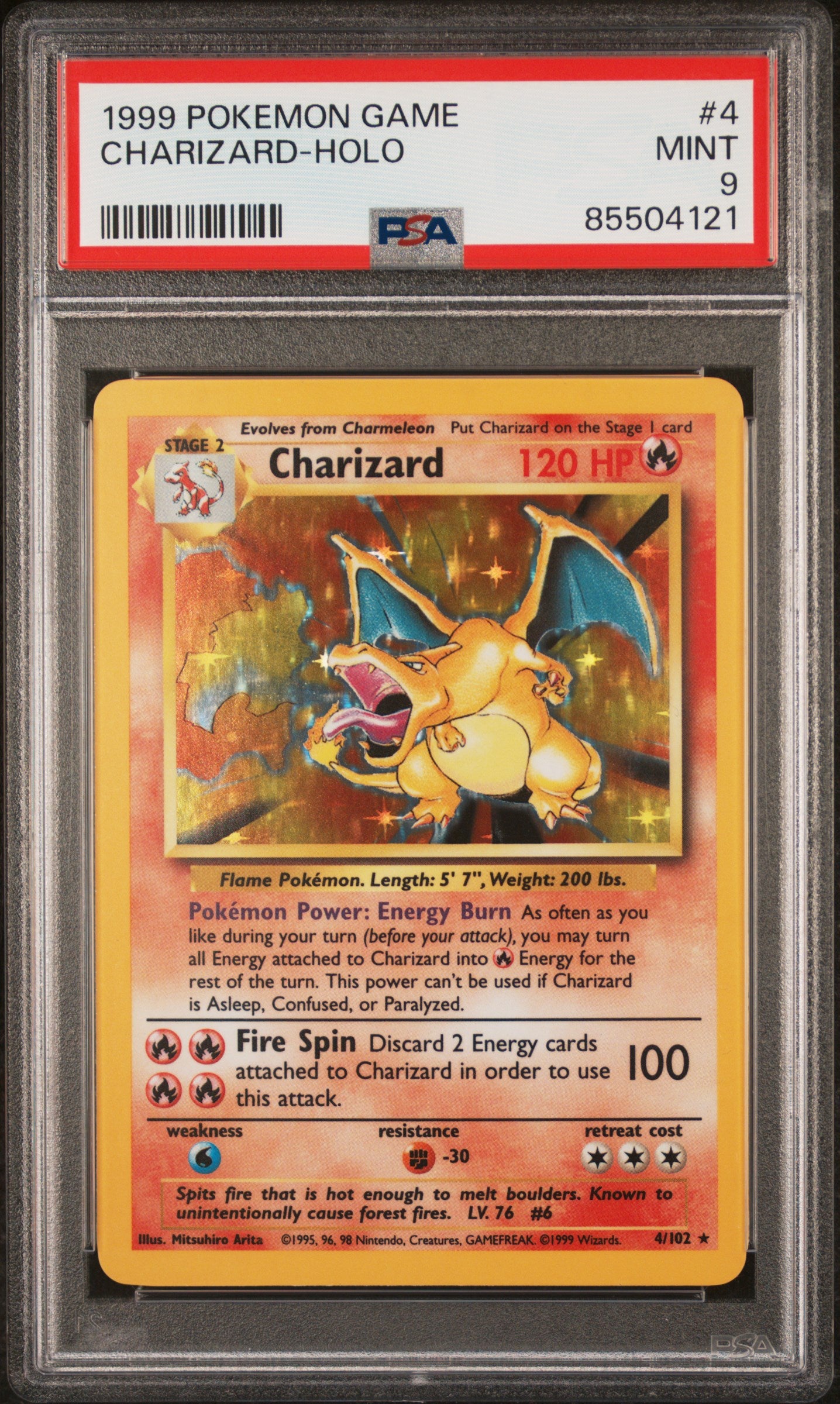1999 Pokemon Base Set Holo Charizard #4 PSA 9