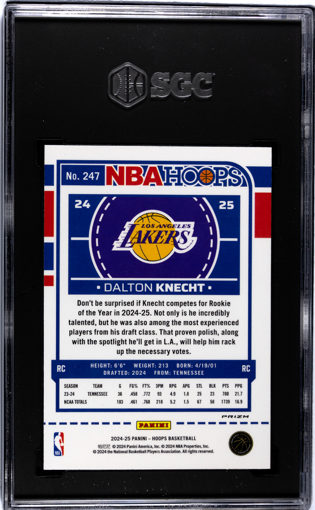 2024-25 Panini Hoops #247 Dalton Knecht Premium Winter Prizm SGC 10