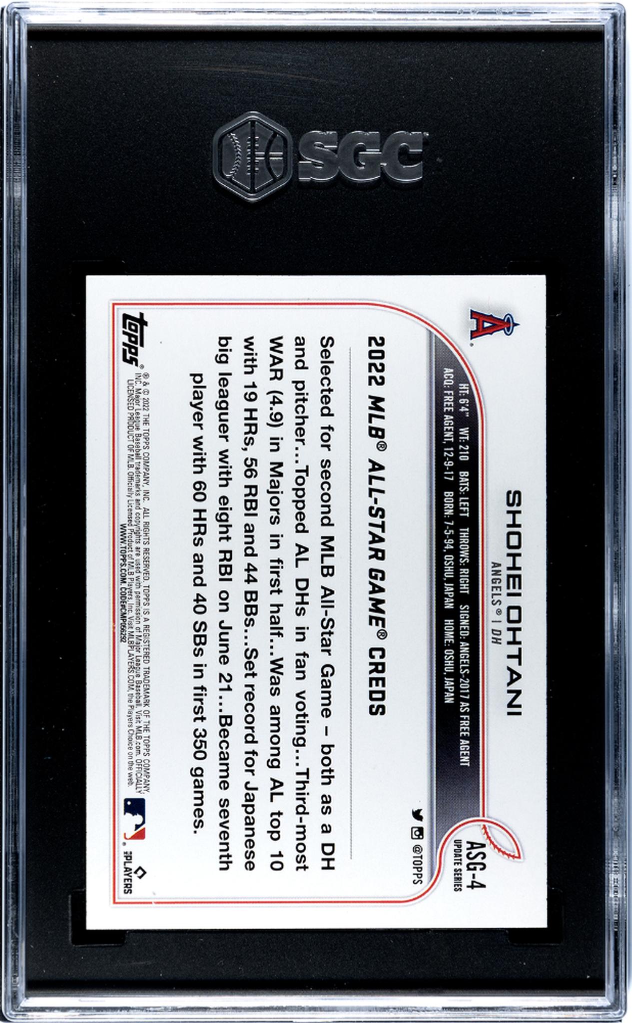 2022 Topps Update All-Star Game Shohei Ohtani #ASG-4 SGC 9.5