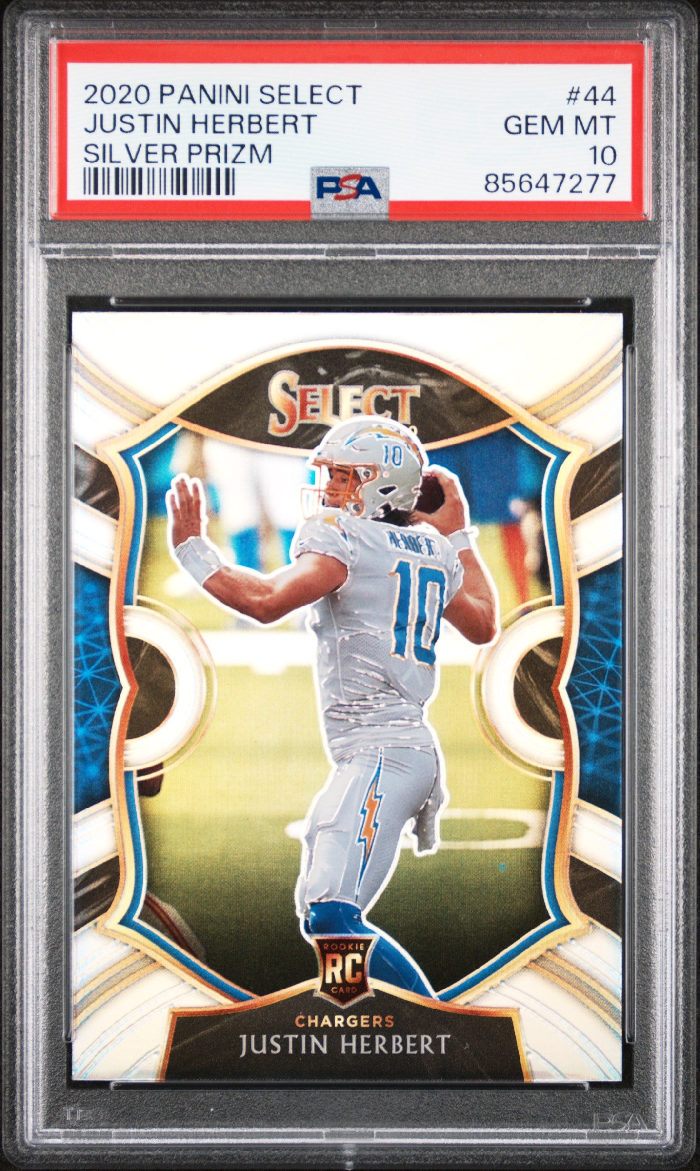 2020 Panini Select Concourse Silver Prizm Justin Herbert #44 PSA 10