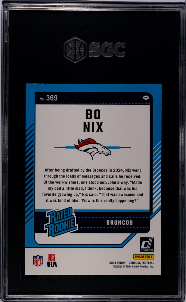 2024 Donruss Bo Nix #369 RC SGC 9.5