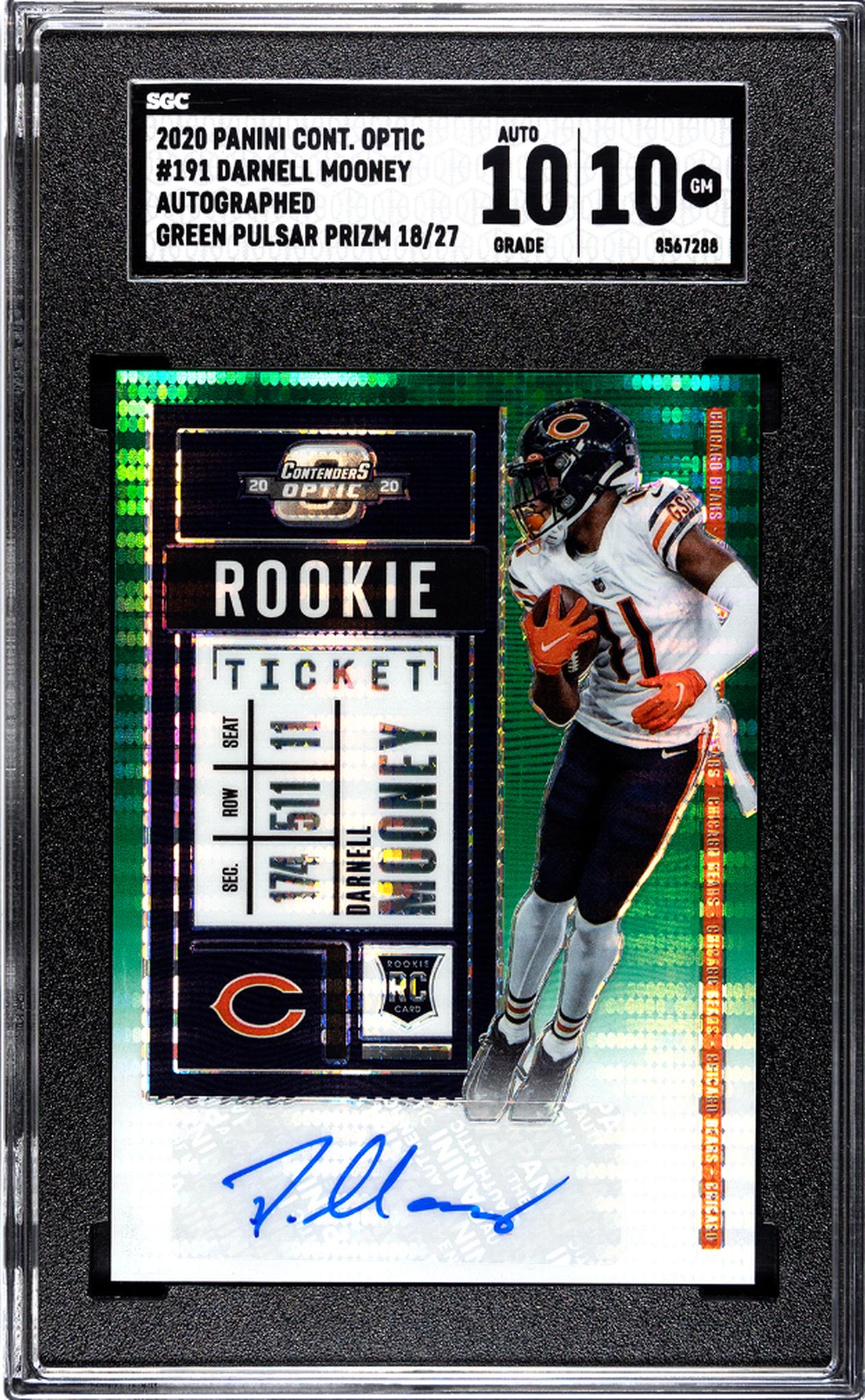 2020 Contenders Optic #191 Darnell Mooney Rookie Ticket /27 SGC 10