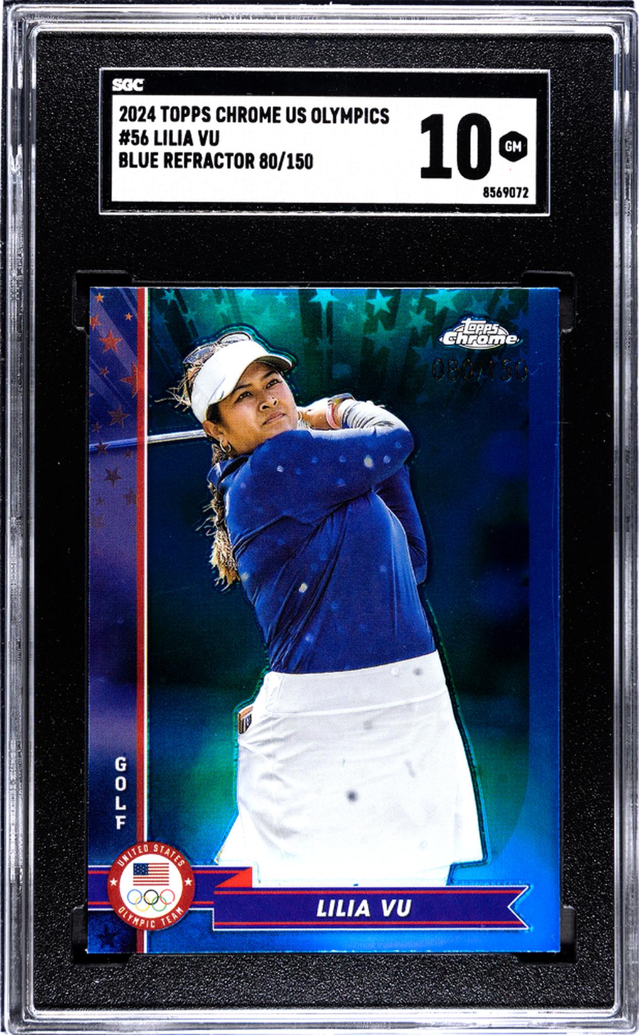 2024 Topps Chrome US Olympics Blue Refractor Lilia Vu #56 /150 SGC 10