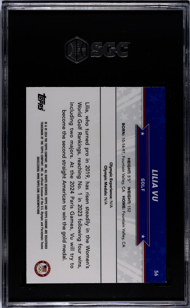 2024 Topps Chrome US Olympics Blue Refractor Lilia Vu #56 /150 SGC 10
