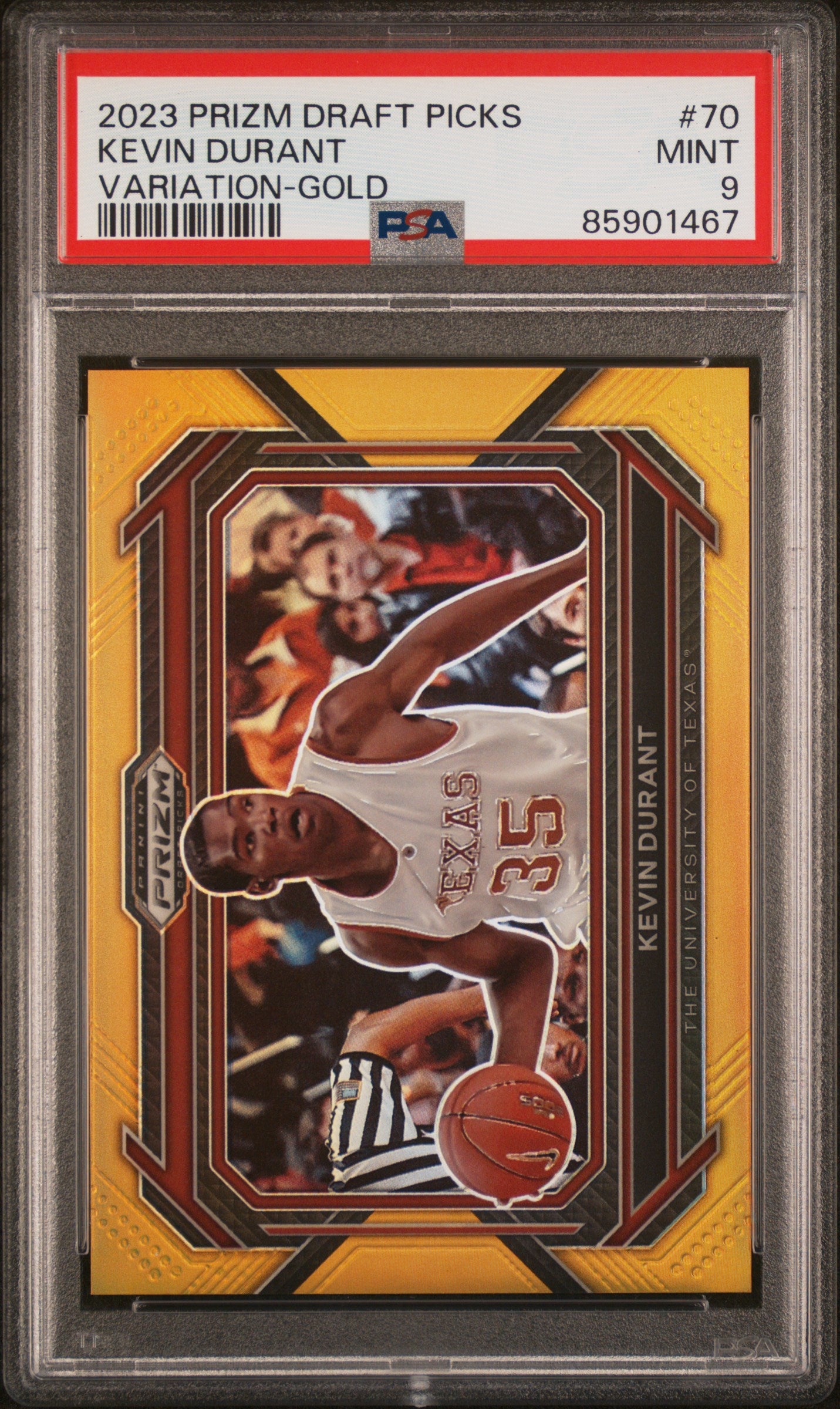 2023 Panini Prizm Draft Picks Variation Gold Kevin Durant #70 PSA 9