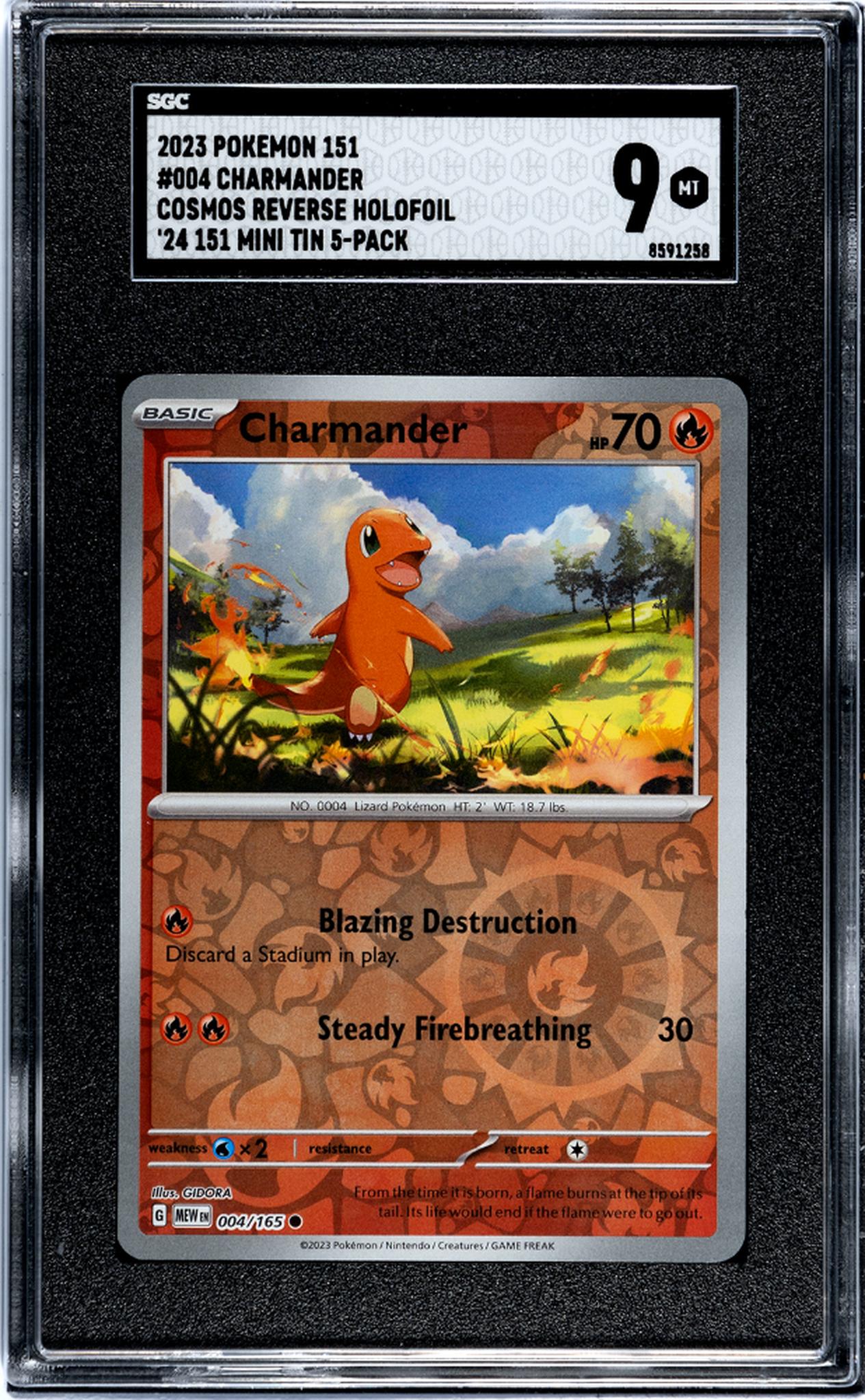 2023 Pokemon 151 #004/165 Charmander Cosmos Reverse Holofoil SGC 9
