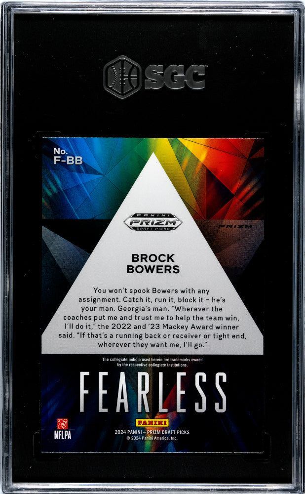 2024 Panini Prizm Draft Picks Fearless Red Ice Brock Bowers #F-BB RC SGC 10