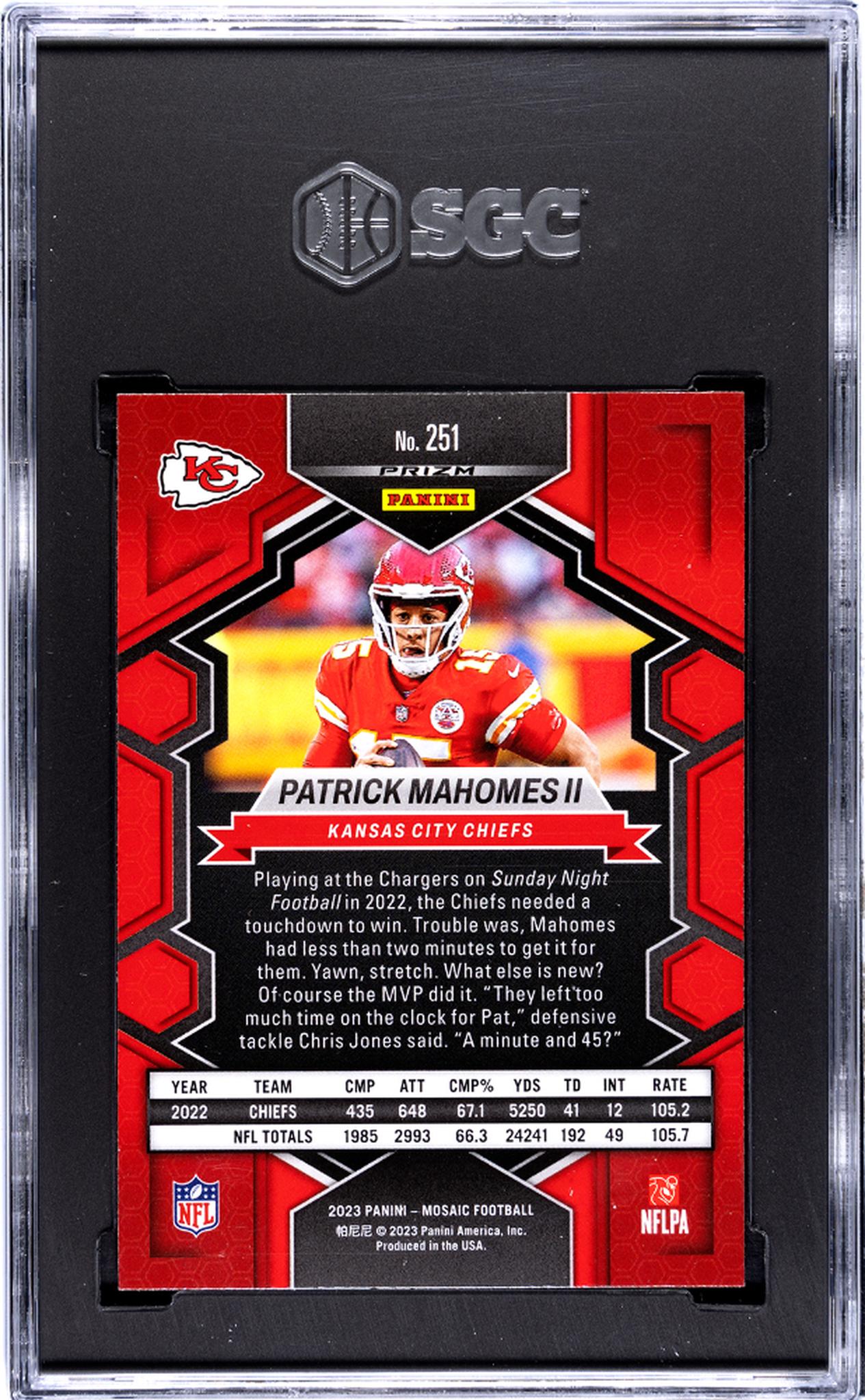 2023 Panini Mosaic #251 Patrick Mahomes II Pink Camo Prizm SGC 9.5