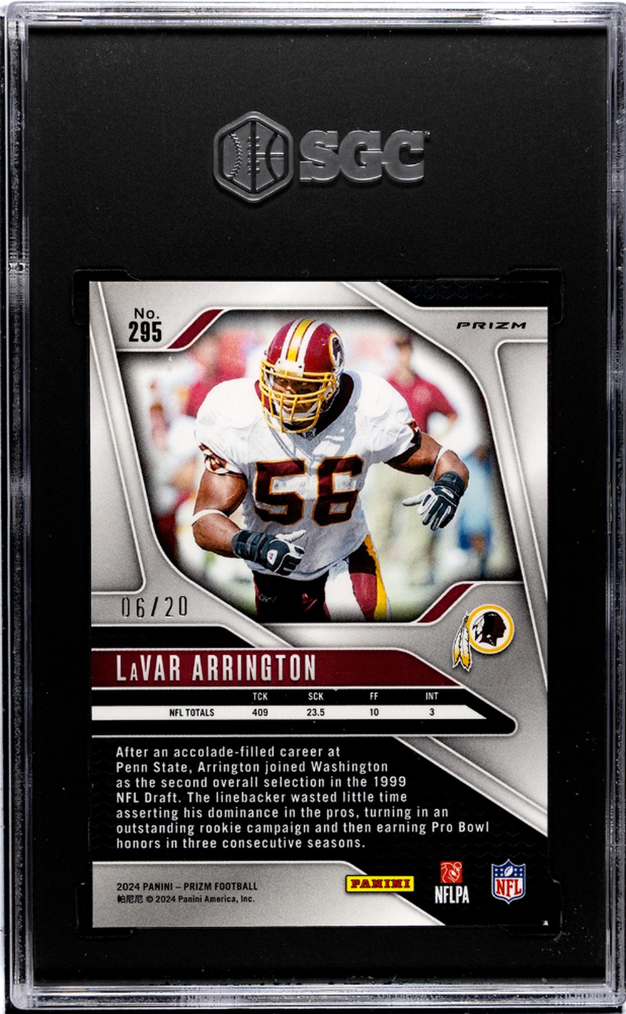 2024 Prizm #295 Lavar Arrington Choice Red Prizm /20 SGC 9
