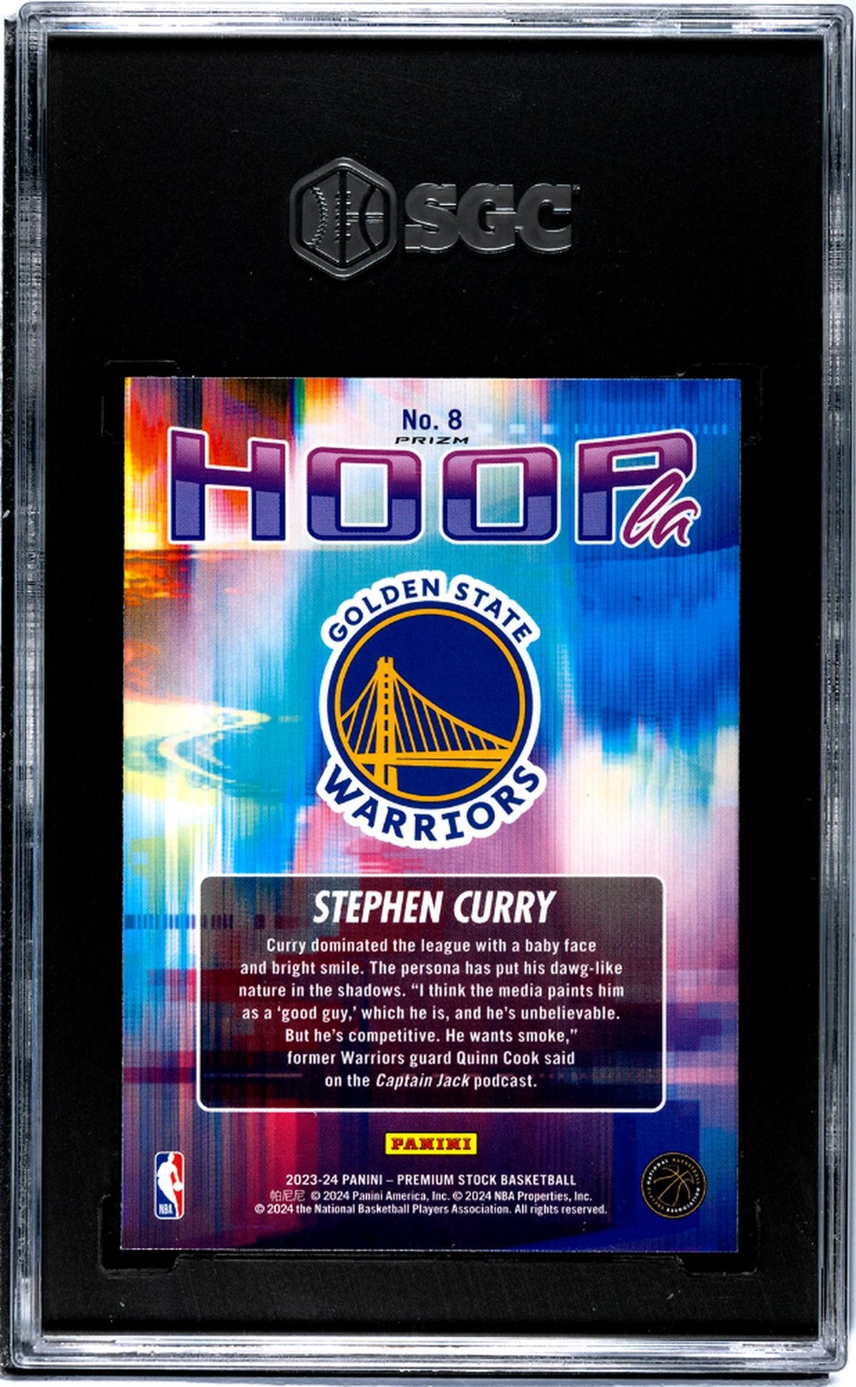 2023-24 Panini Hoops Premium Stock #8 Stephen Curry Hoopla Silver Prizm SGC 9.5