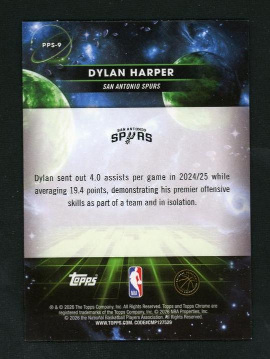 2025 Topps Chrome PPS-6 Dylan Harper Sun Rookie /12 San Antonio Spurs