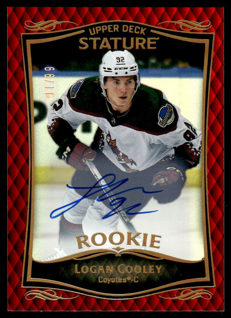 2023-24 Upper Deck Stature Logan Cooley #36 Rookie Auto Red /99