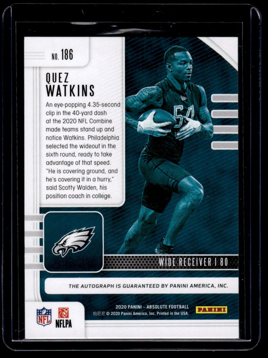 2020 Panini Absolute Rookie Autographs Purple Quez Watkins #186 RC Auto /5