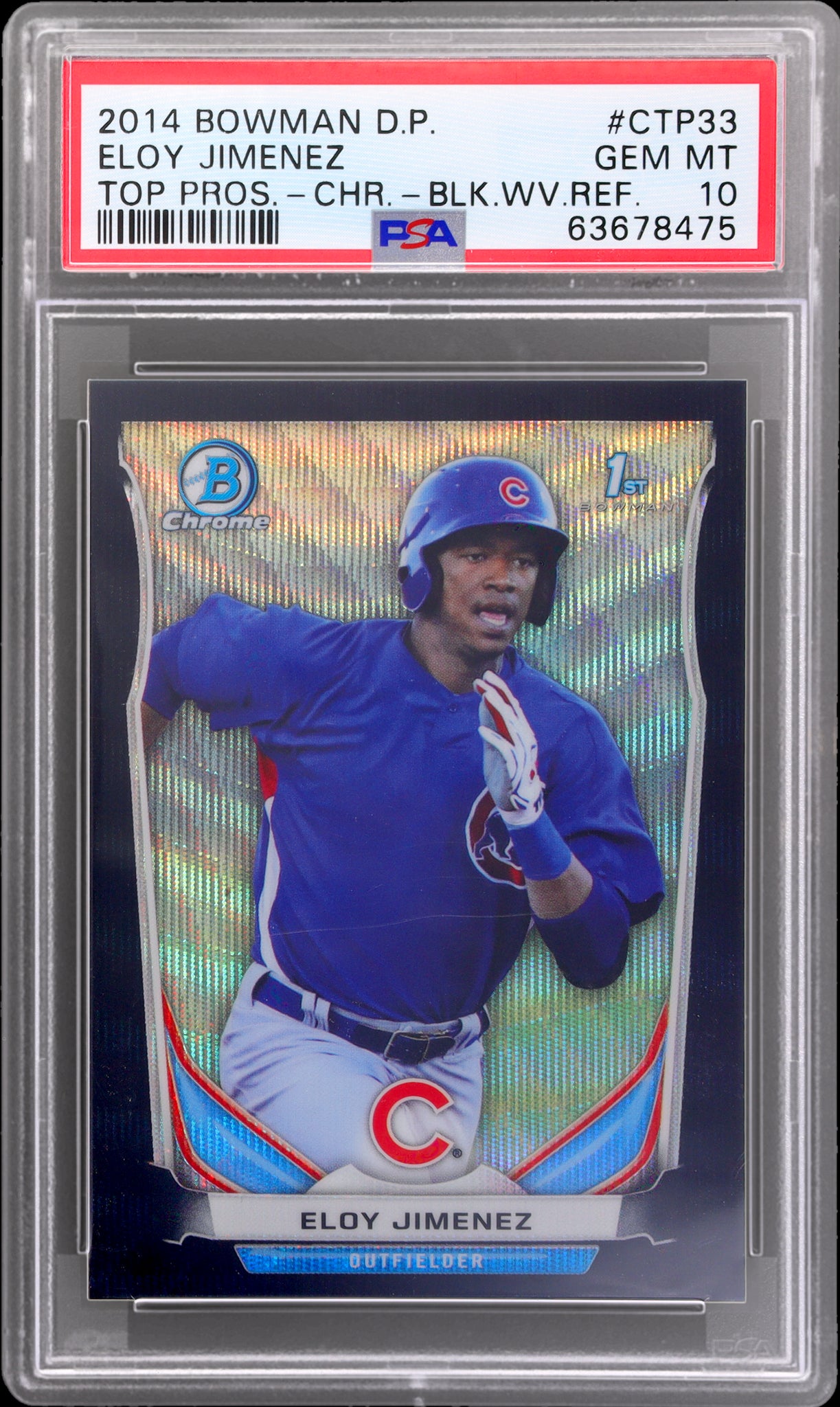 2014 Bowman Draft Top Prospect Chrome Black Wave Refractor Eloy Jimenez PSA 10