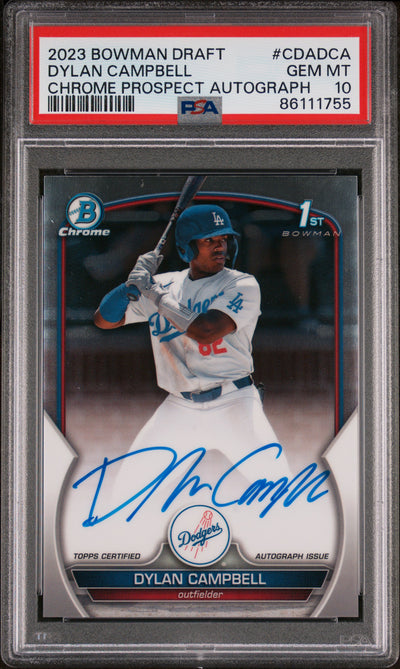 2023 Bowman Chrome Dylan Campbell #CDADC Chrome Prospect Autograph PSA 10