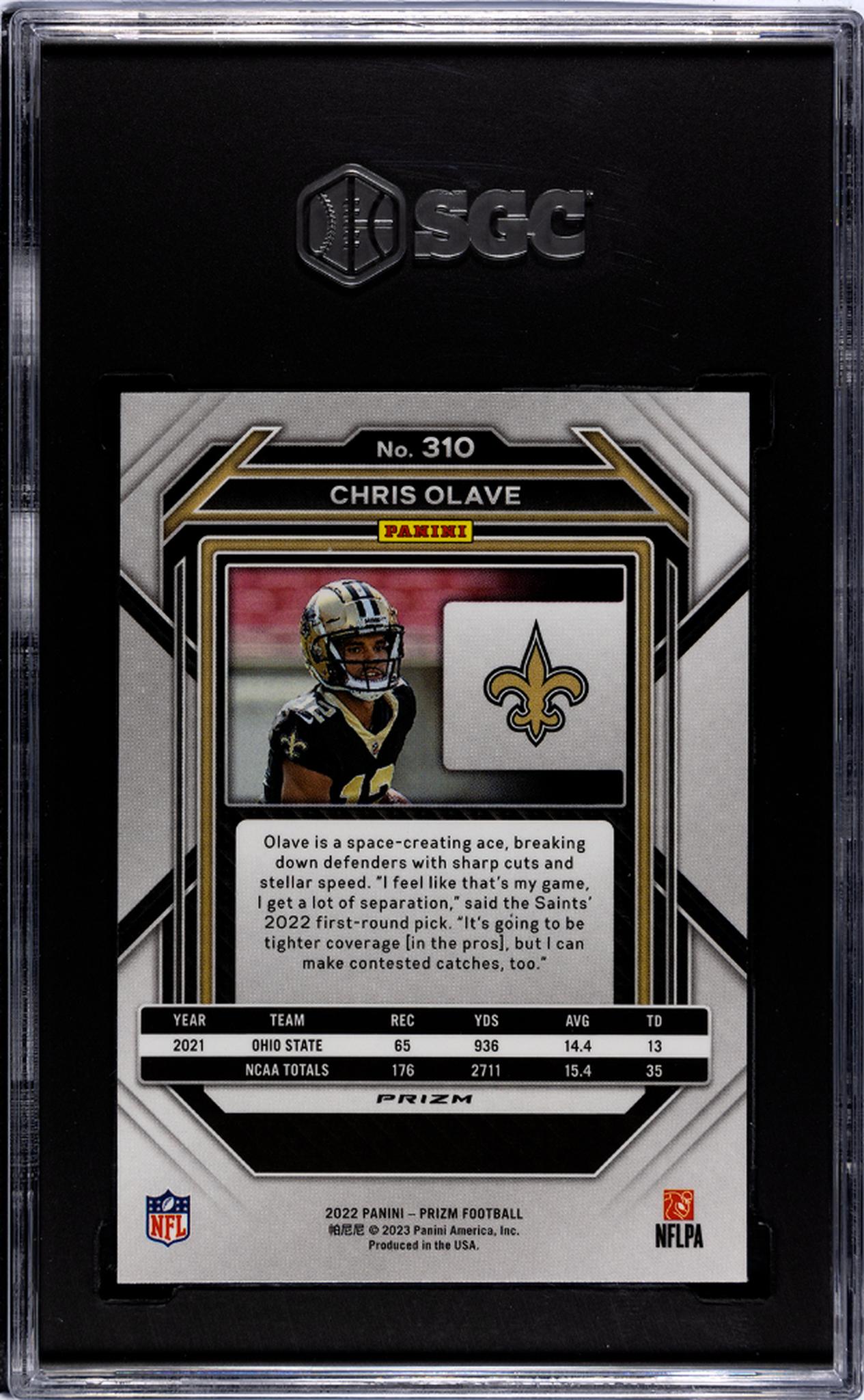 2022 Prizm #310 Chris Olave SGC 10