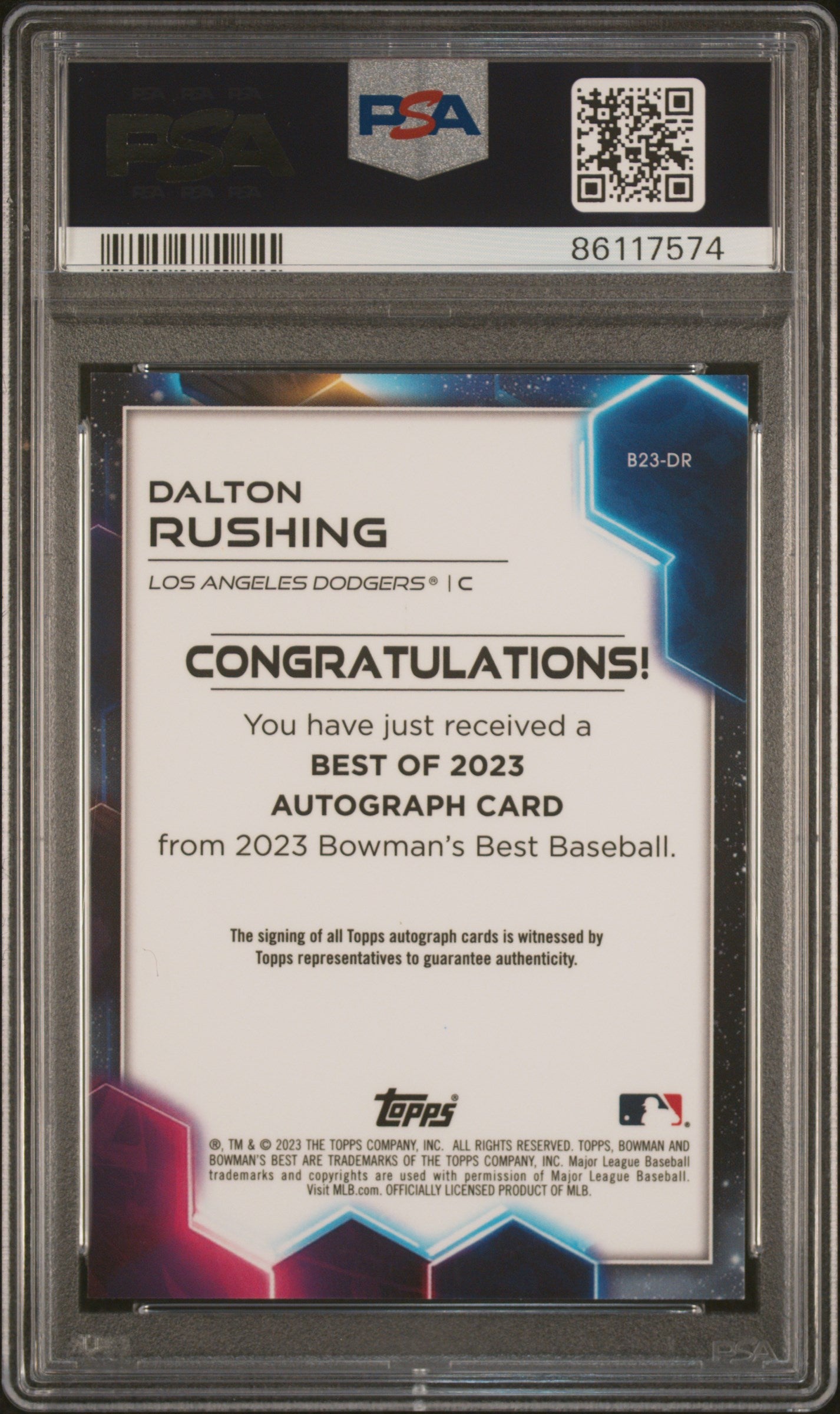 2023 Topps Bowman's Best Best of 2023 Gold Dalton Rushing #B23-DR Auto /50 PSA 9