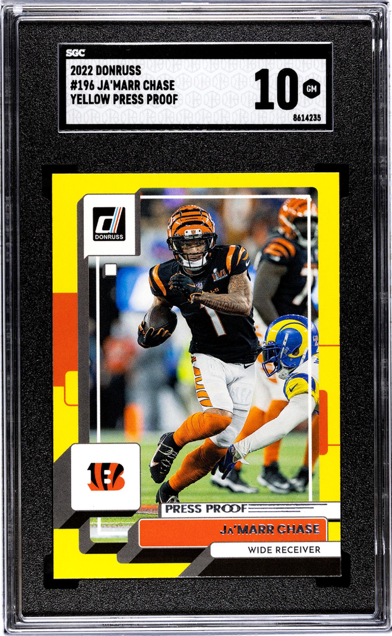 2022 Donruss #196 Ja'Marr Chase Yellow Press Proof SGC 10