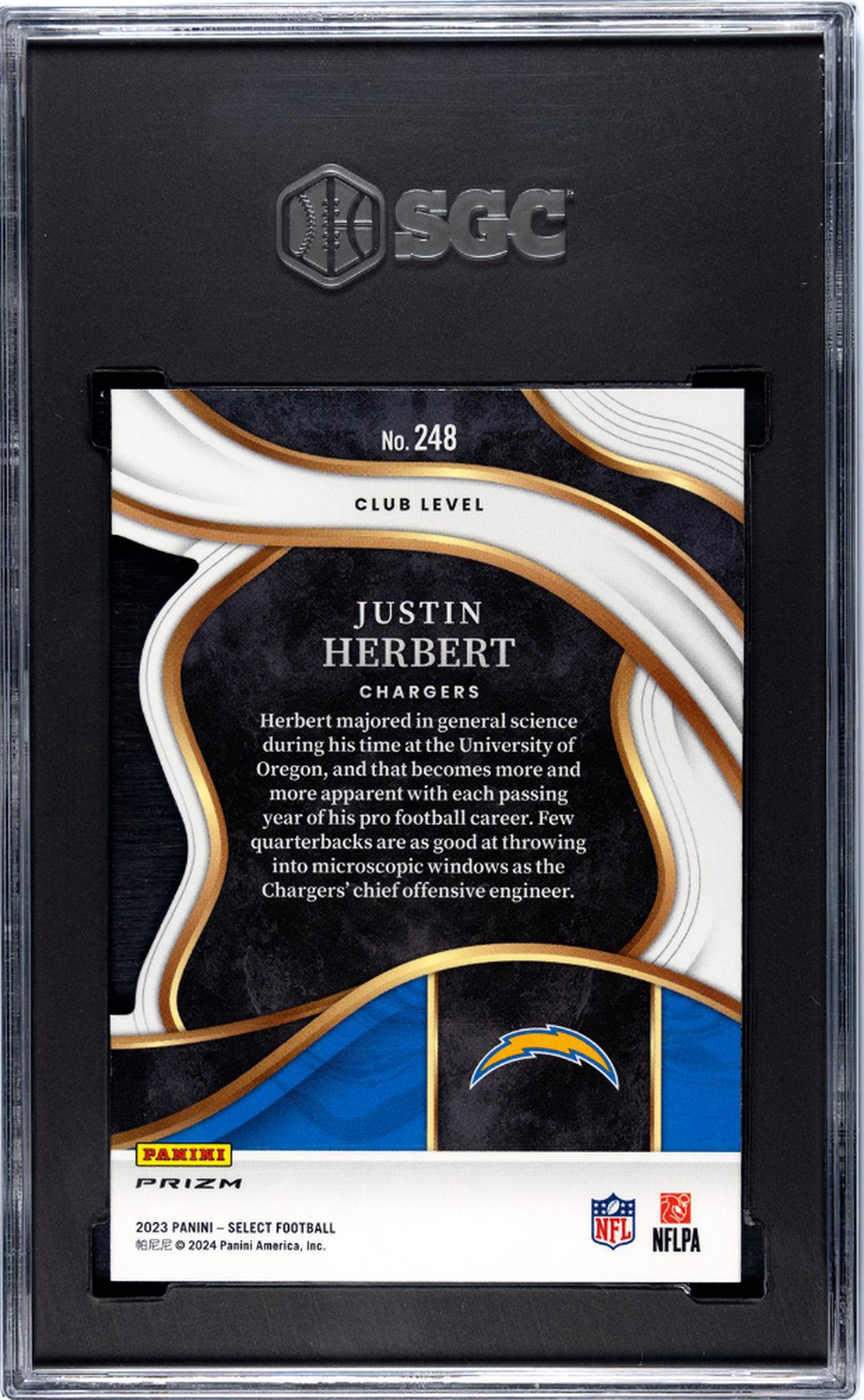 2023 Panini Select Red/Blue Justin Herbert #248 SGC 9.5