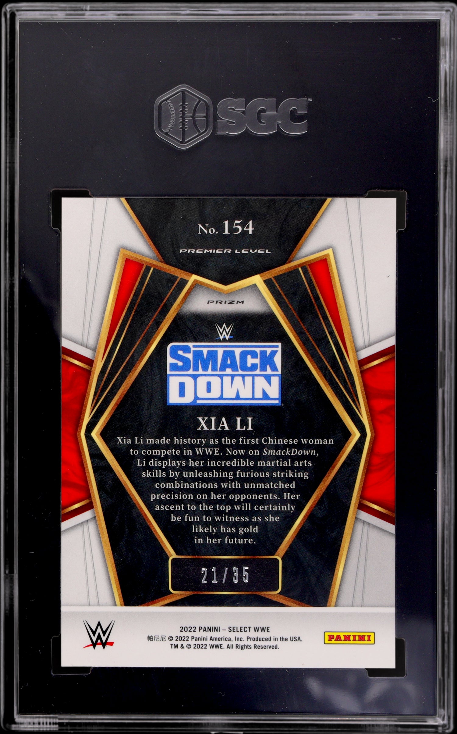 2022 Panini Select WWE Xia Li #154 Orange Prizm 21/35 SGC 9.5