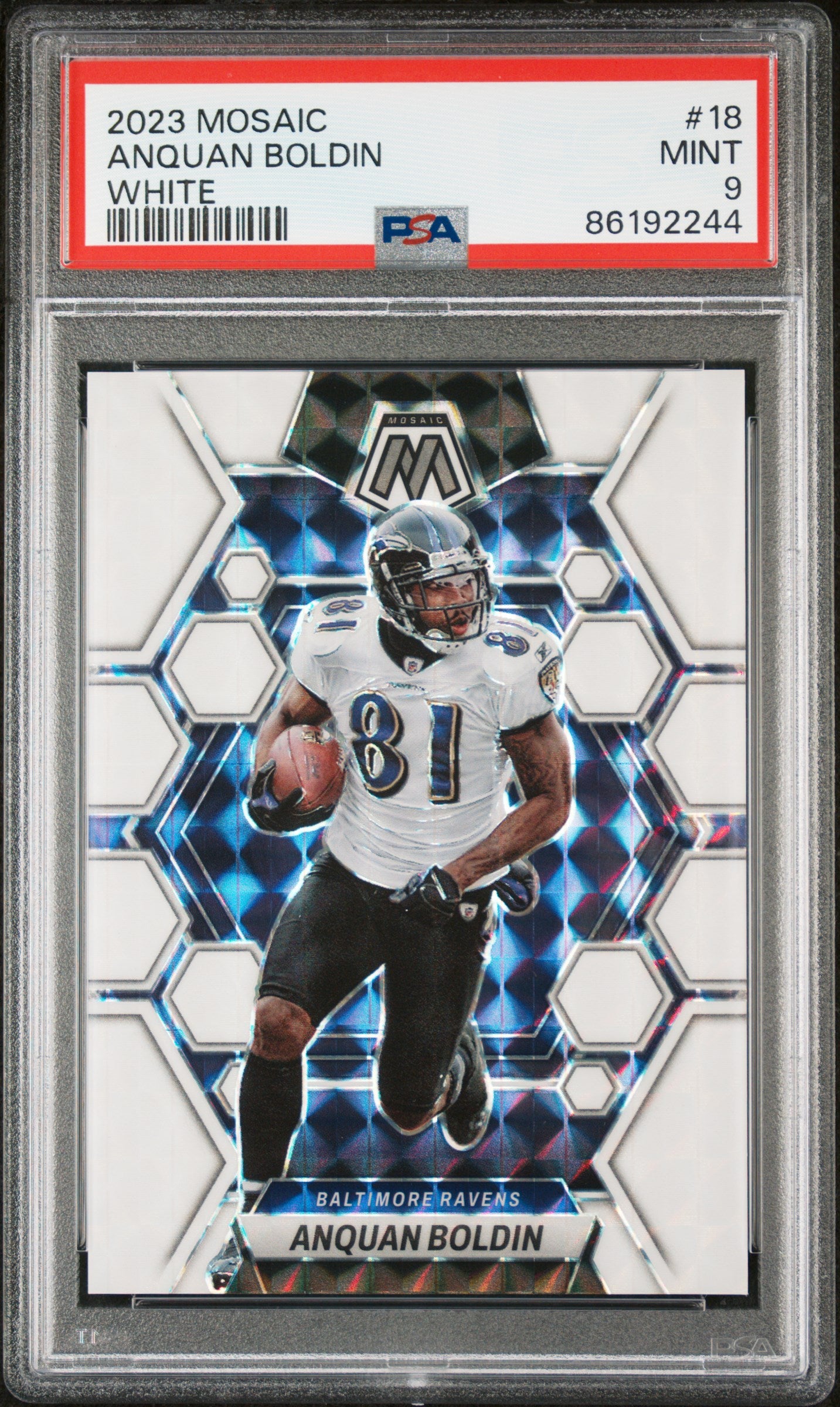 2023 Panini Mosaic White Anquan Boldin #18 /25 PSA 9