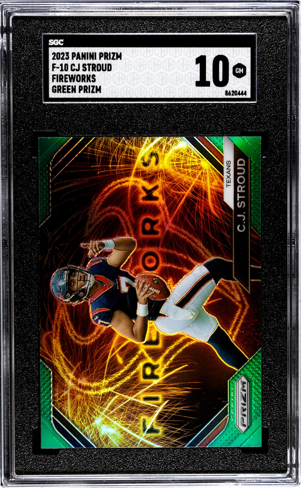 2023 Panini Prizm Fireworks Green Prizm CJ Stroud #F-10 SGC 10