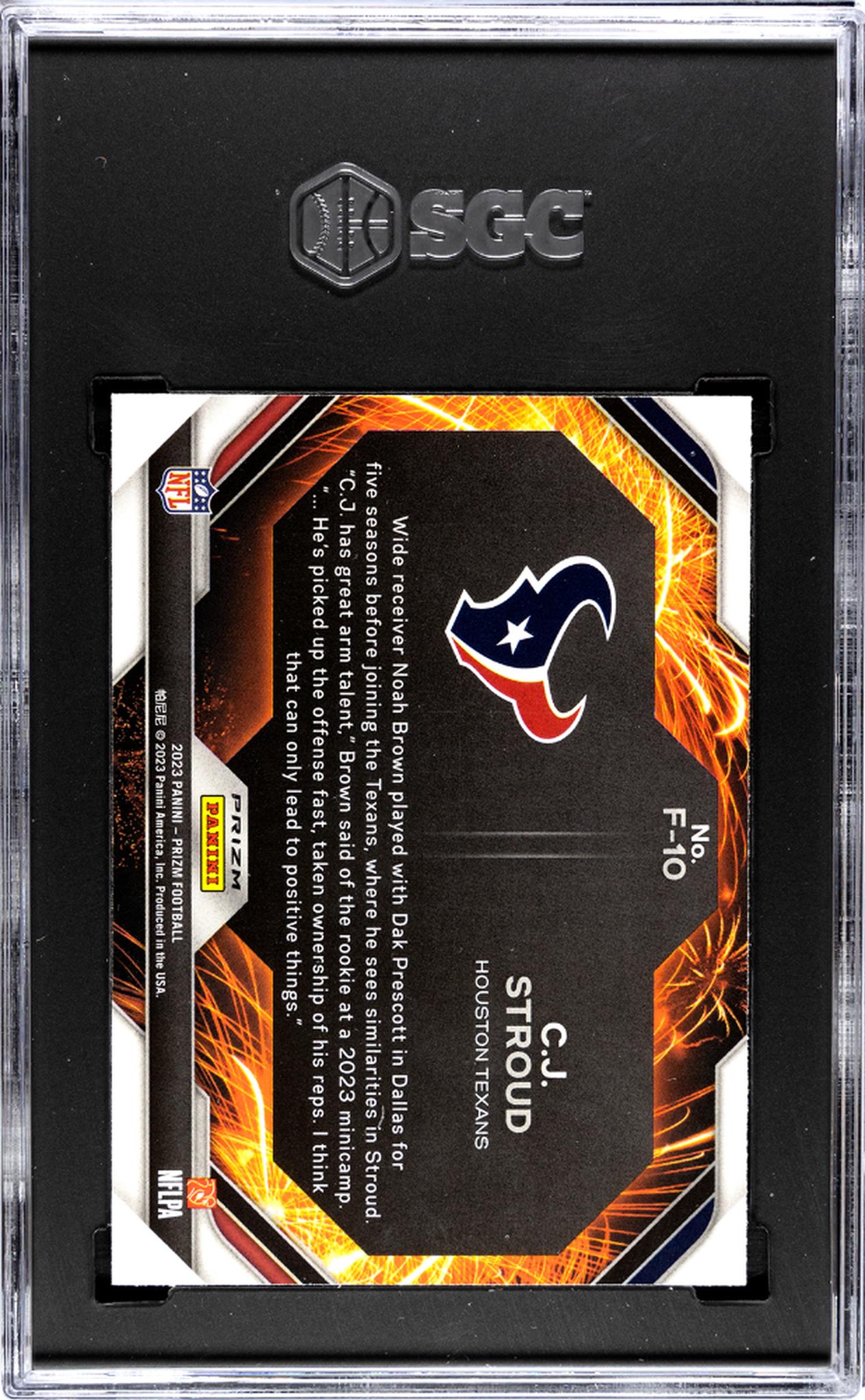 2023 Panini Prizm Fireworks Green Prizm CJ Stroud #F-10 SGC 10
