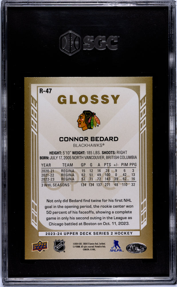 2023 O-Pee-Chee #R-47 Connor Bedard Glossy Rookies SGC 9.5