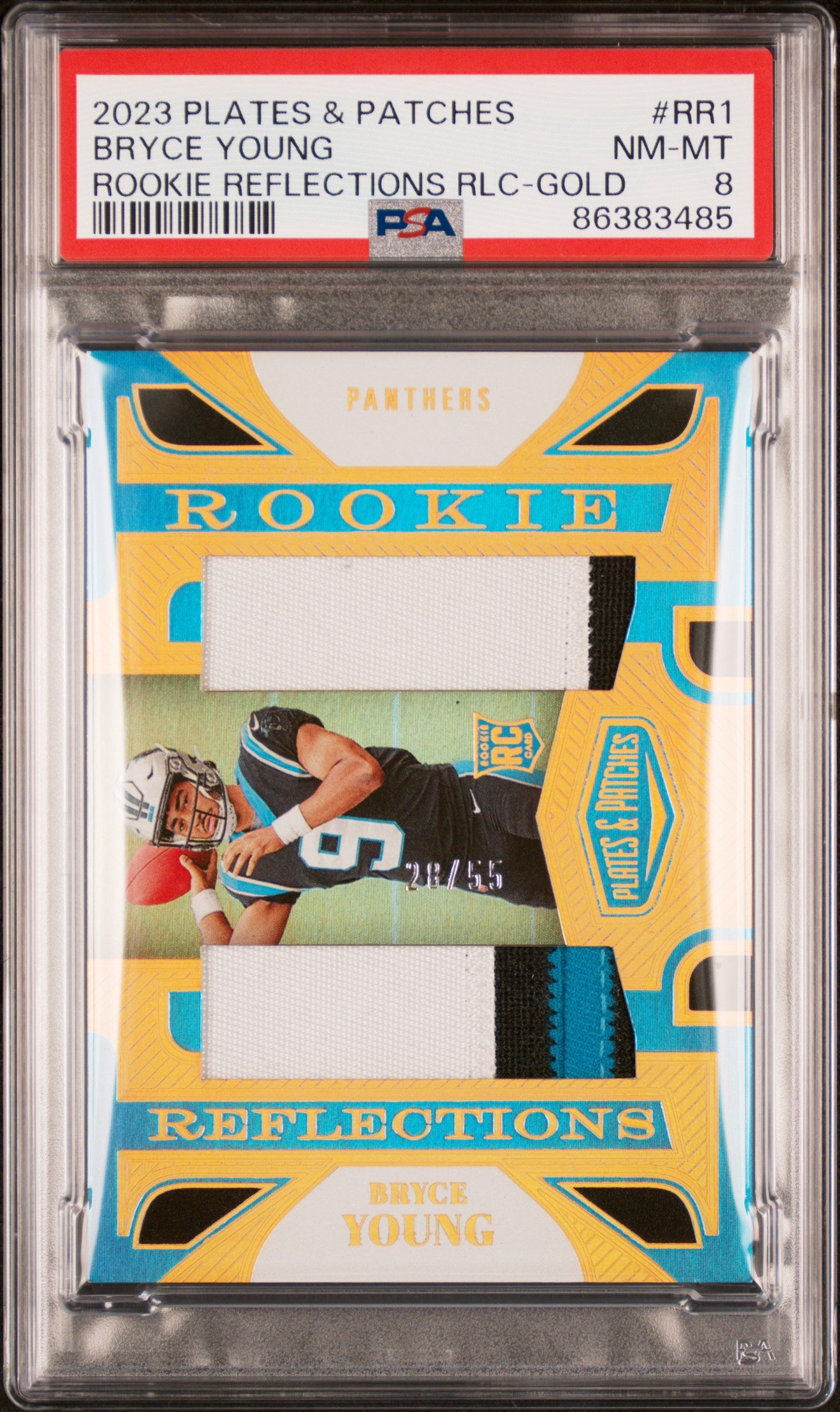 2023 Plates & Patches #RR1 Bryce Young Rookie Reflections /55 PSA 8