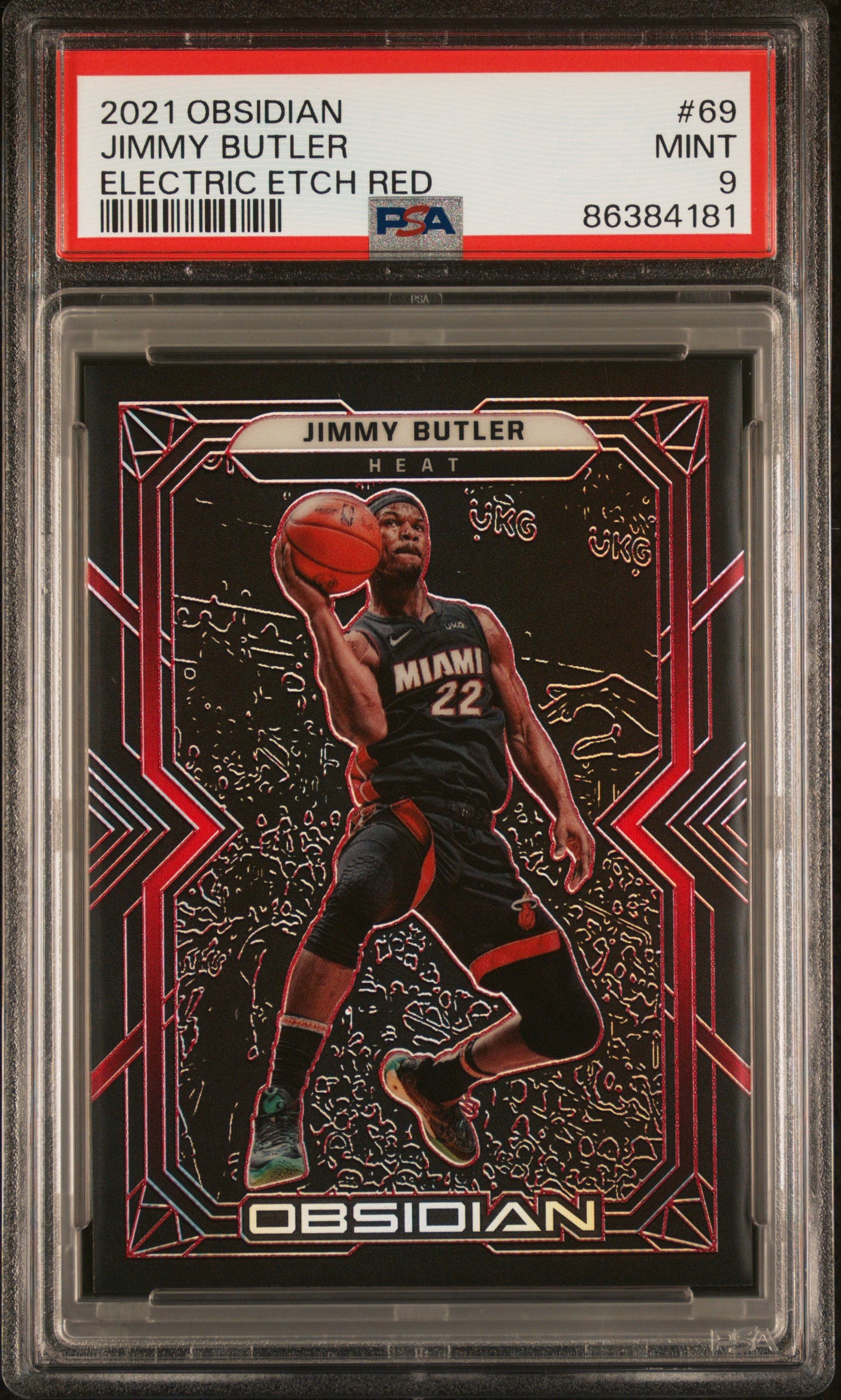 2021-22 Panini Obsidian Electric Etch Red Jimmy Butler #69 /5 PSA 9