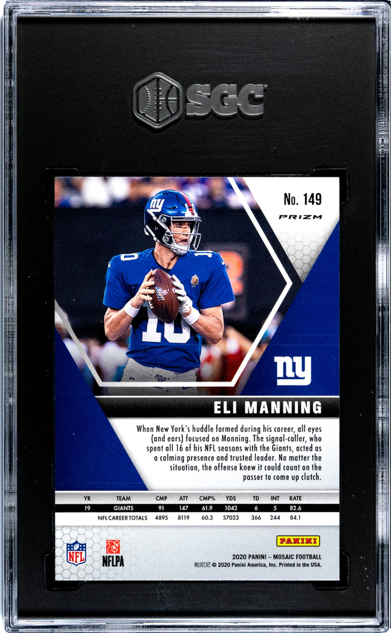 2020 Panini Mosaic #149 Eli Manning Mosaic Prizm SGC 9.5