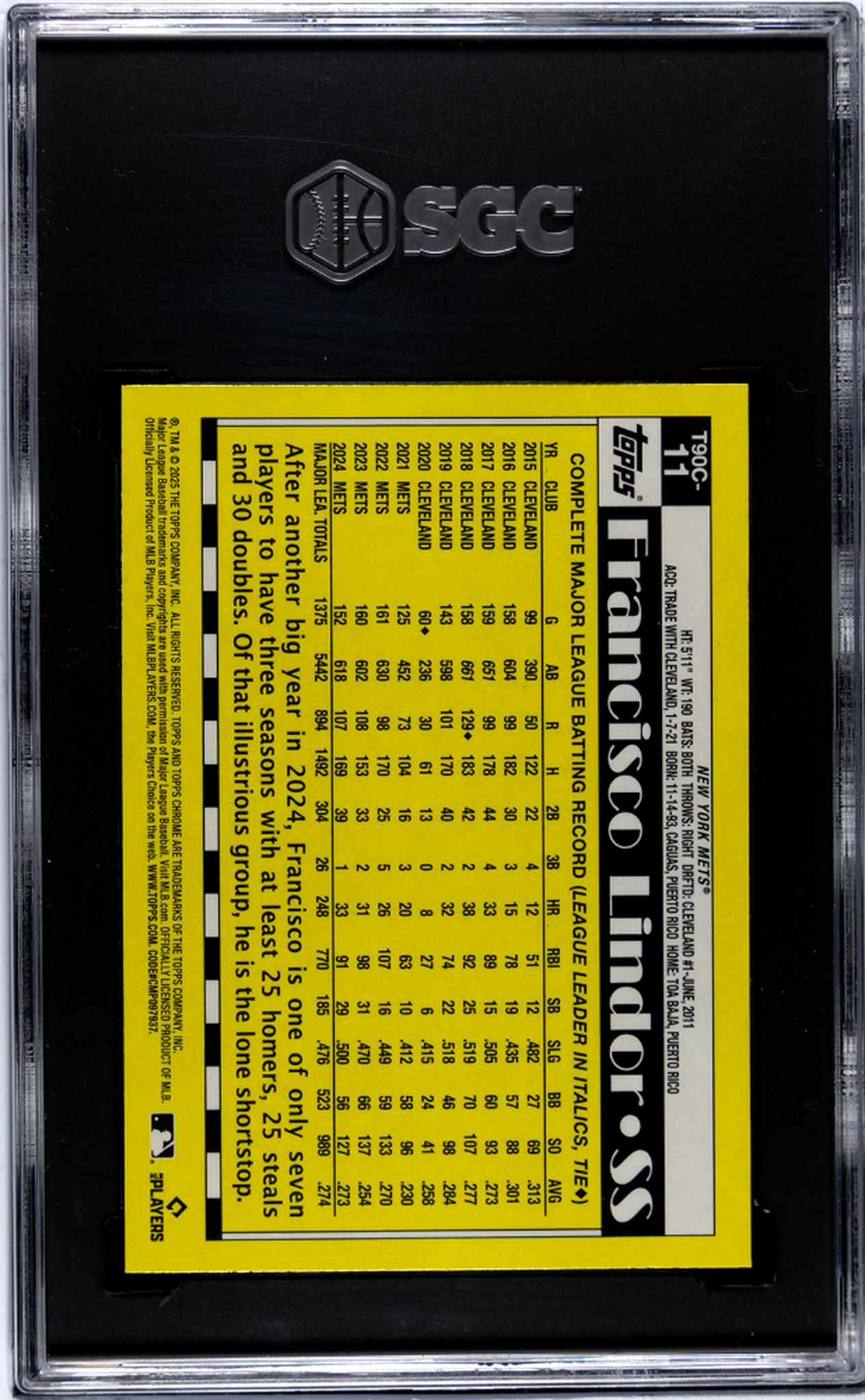 2025 Topps Chrome '90 Design Francisco Lindor #T90C-11 SGC 9.5